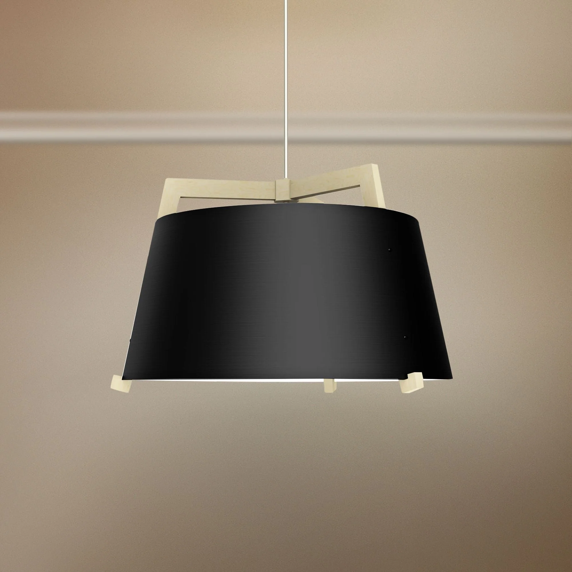 Ignis 24"W White Washed Oak w/ Matte Black LED Pendant Light - Image 1