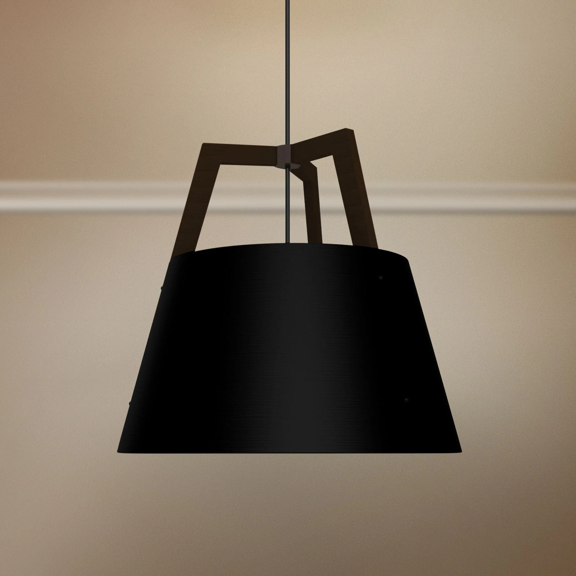 Imber 24"W Dark Walnut with Matte Black LED Pendant Light - Image 1