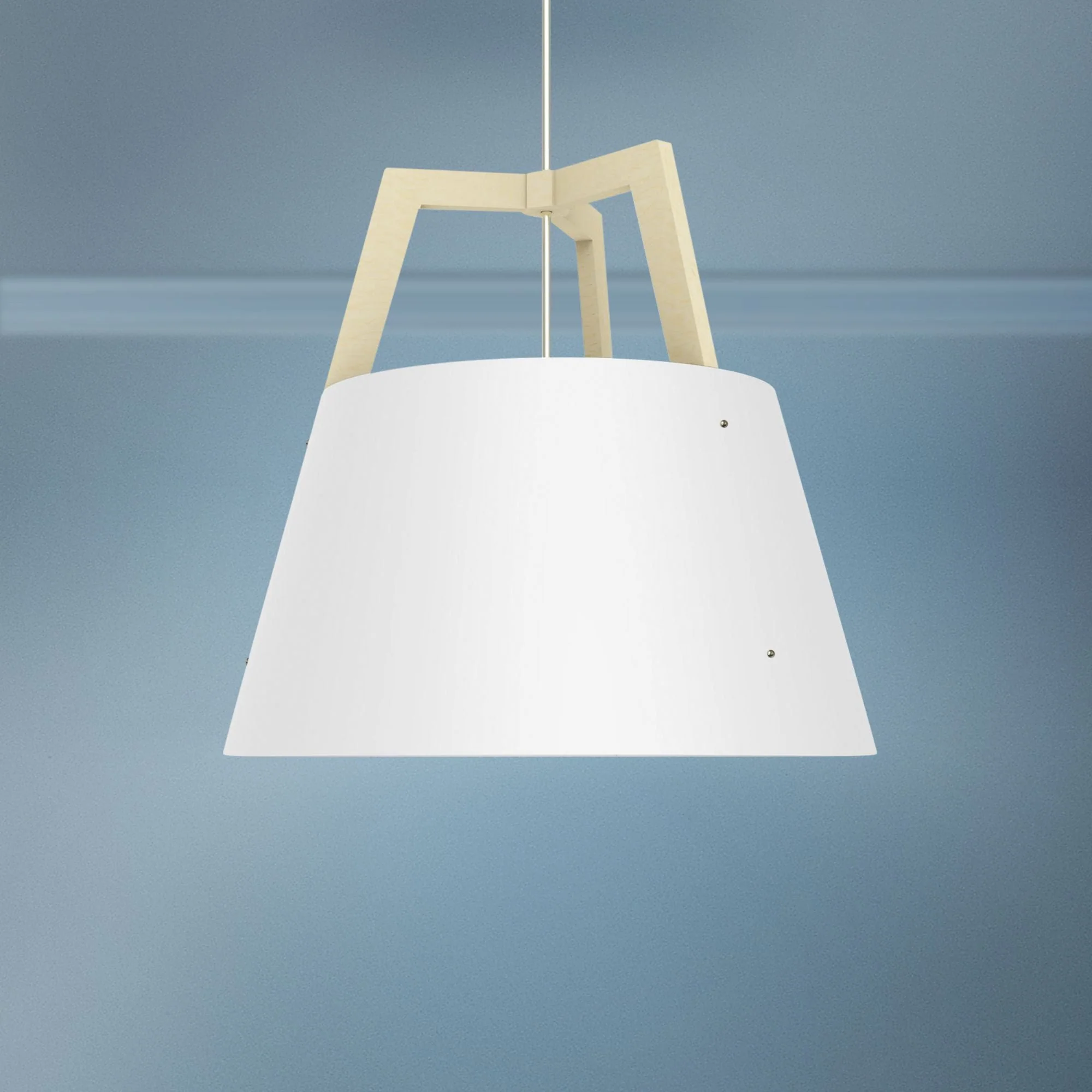 Imber 24"W White Washed Oak w/ Gloss White LED Pendant Light - Image 1