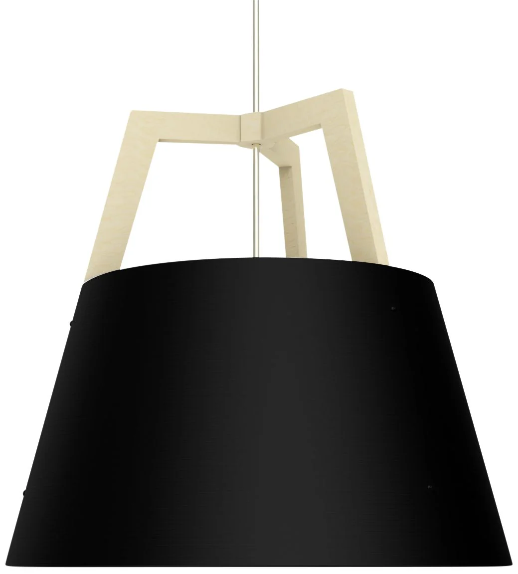 Imber 24"W White Washed Oak w/ Matte Black LED Pendant Light - Image 2