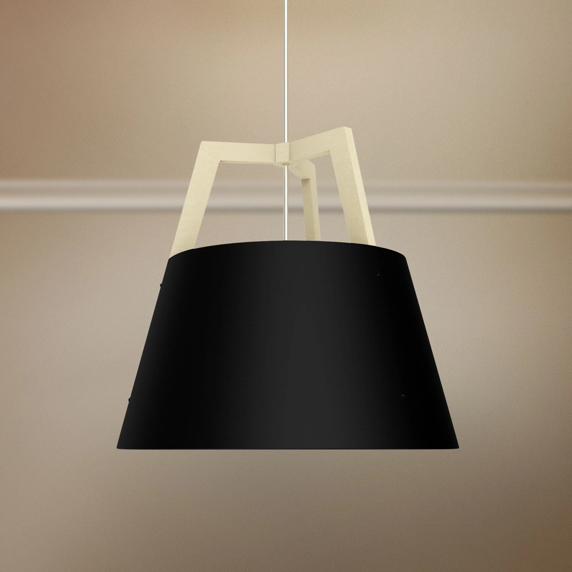 Imber 24"W White Washed Oak w/ Matte Black LED Pendant Light - Image 1