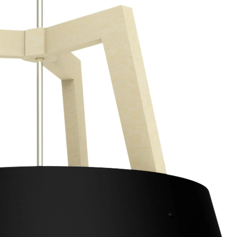 Imber 24"W White Washed Oak w/ Matte Black LED Pendant Light - Image 3