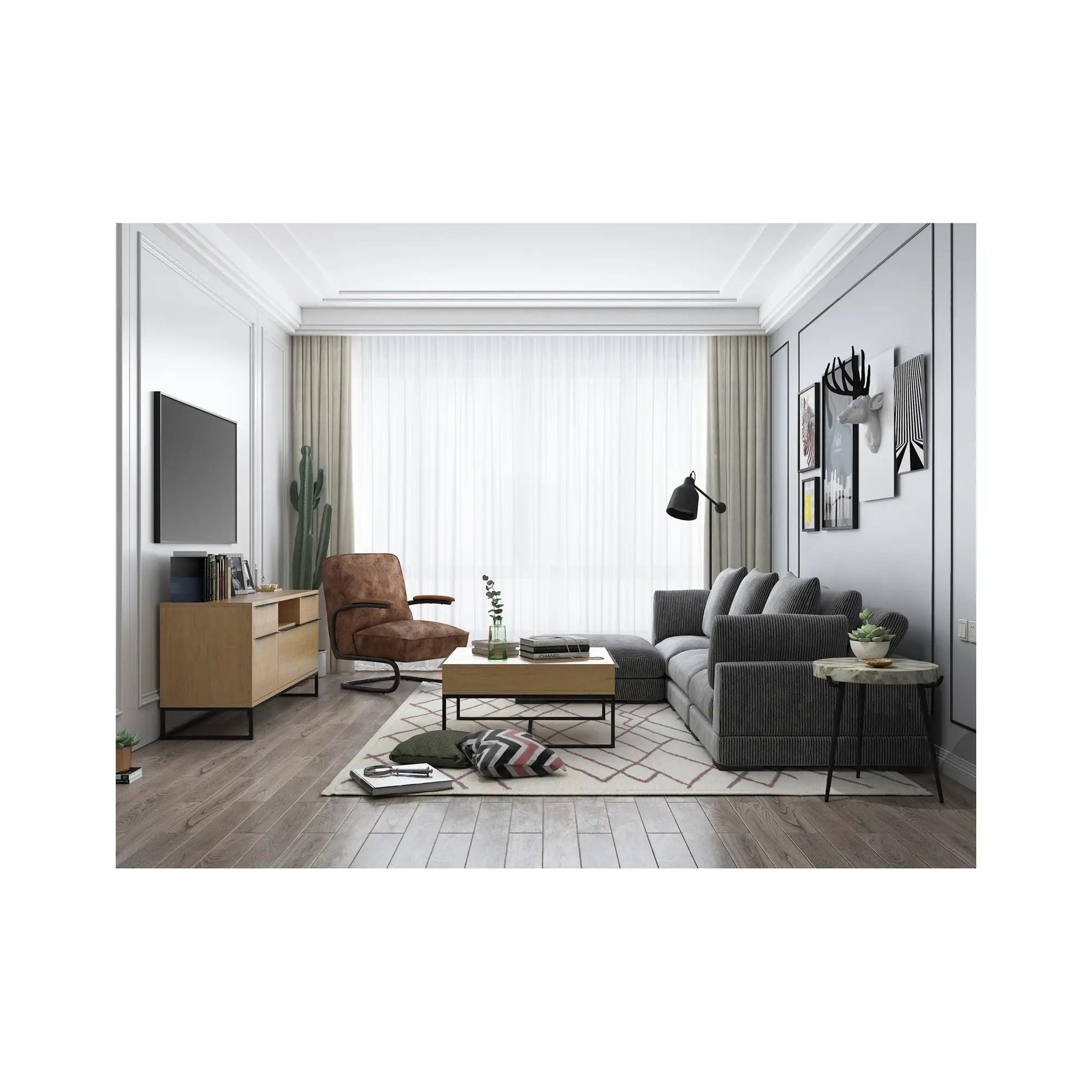 Moe's Home Collection Brinley Light Brown Marble Accent Table - Image 2