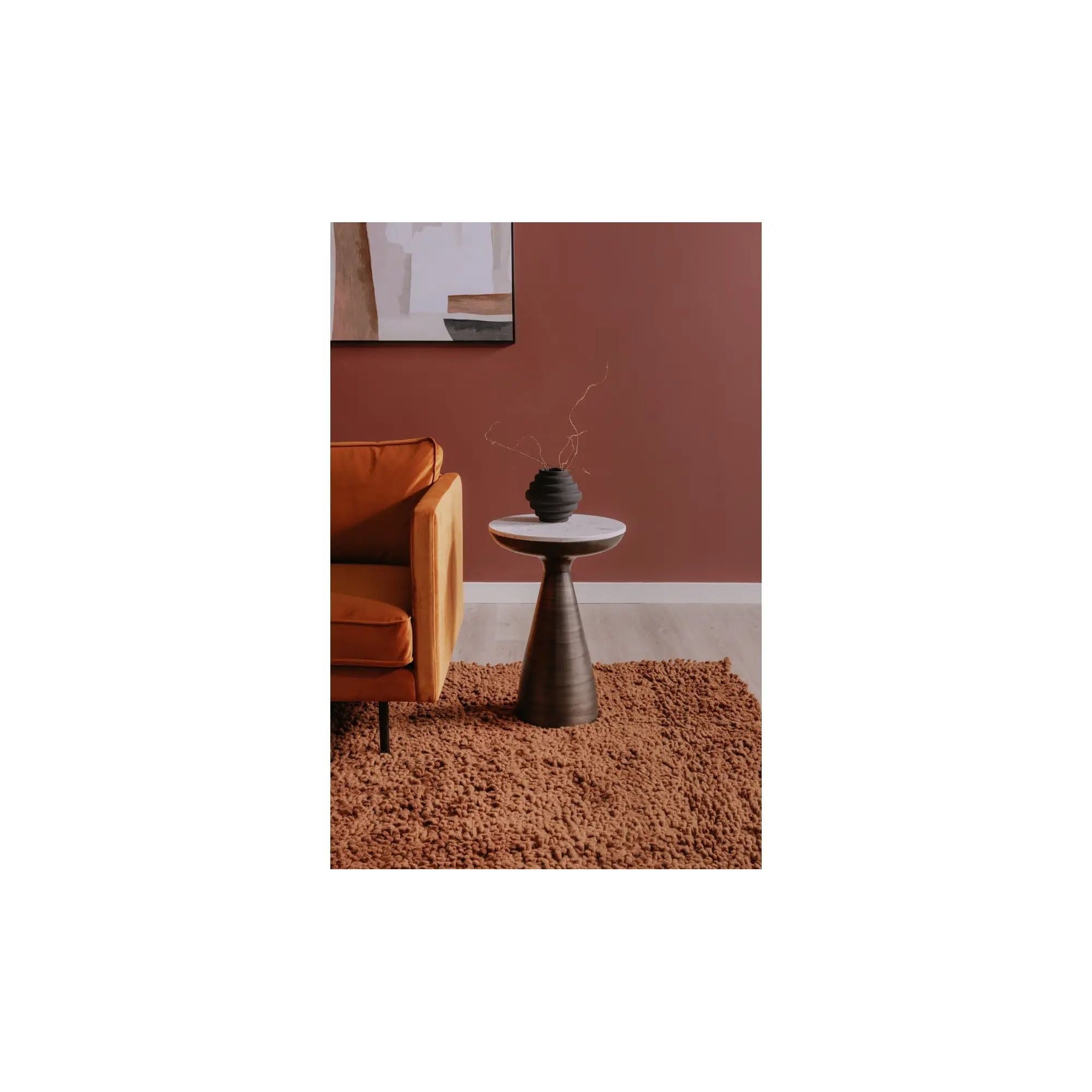 Moe's Home Collection Font White Marble Side Table - Image 2