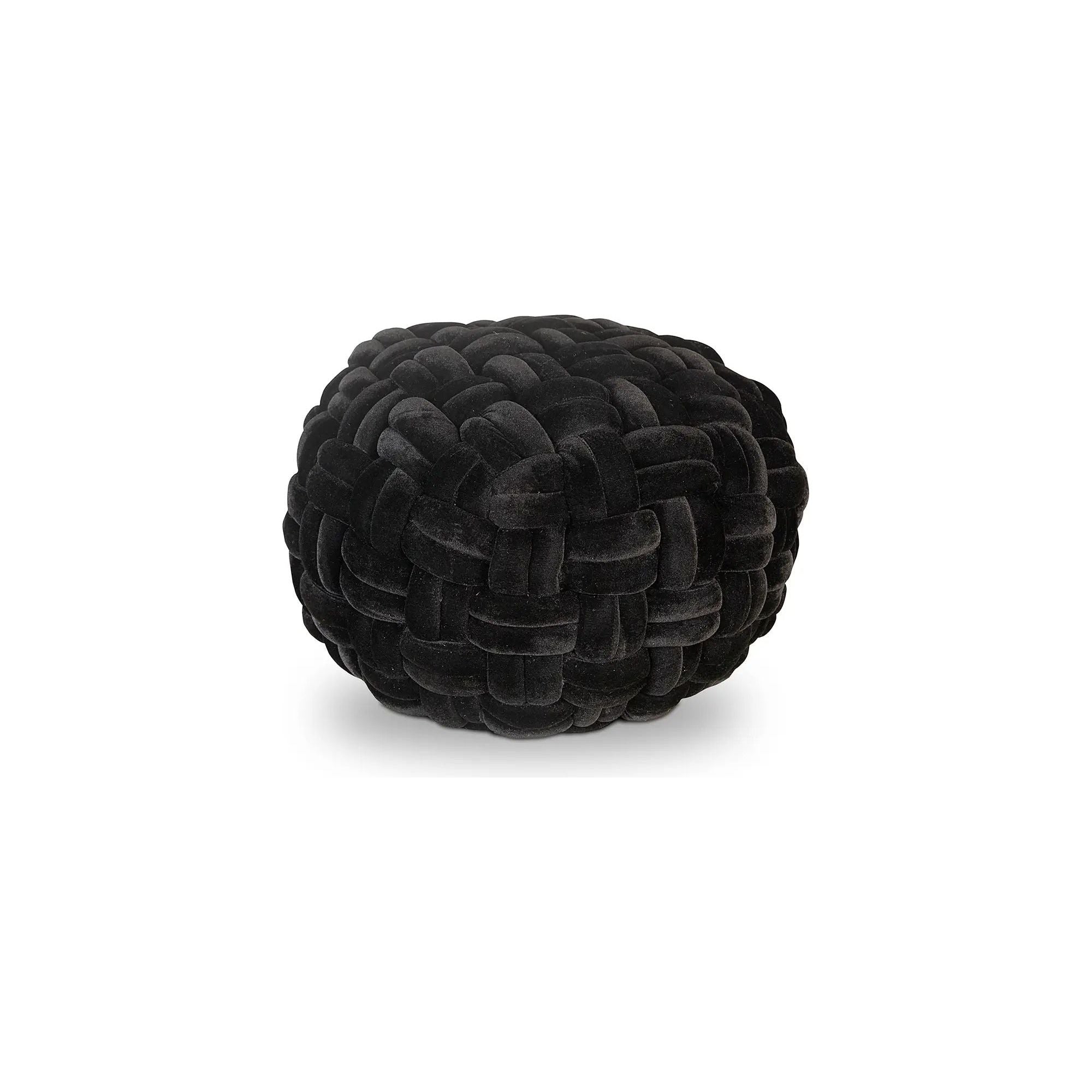 Moe’s Home Collection Pj Black Velvet Pouf - Image 3