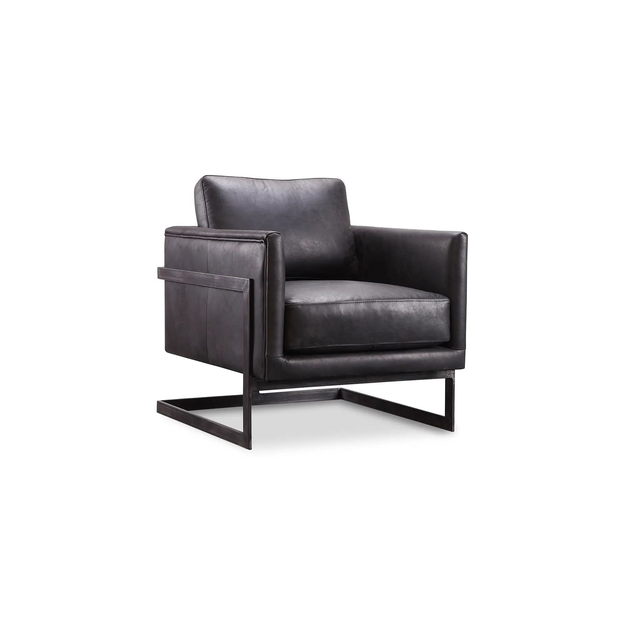 Moe's Home Collection Luxley Black Leather Club Chair - Image 2