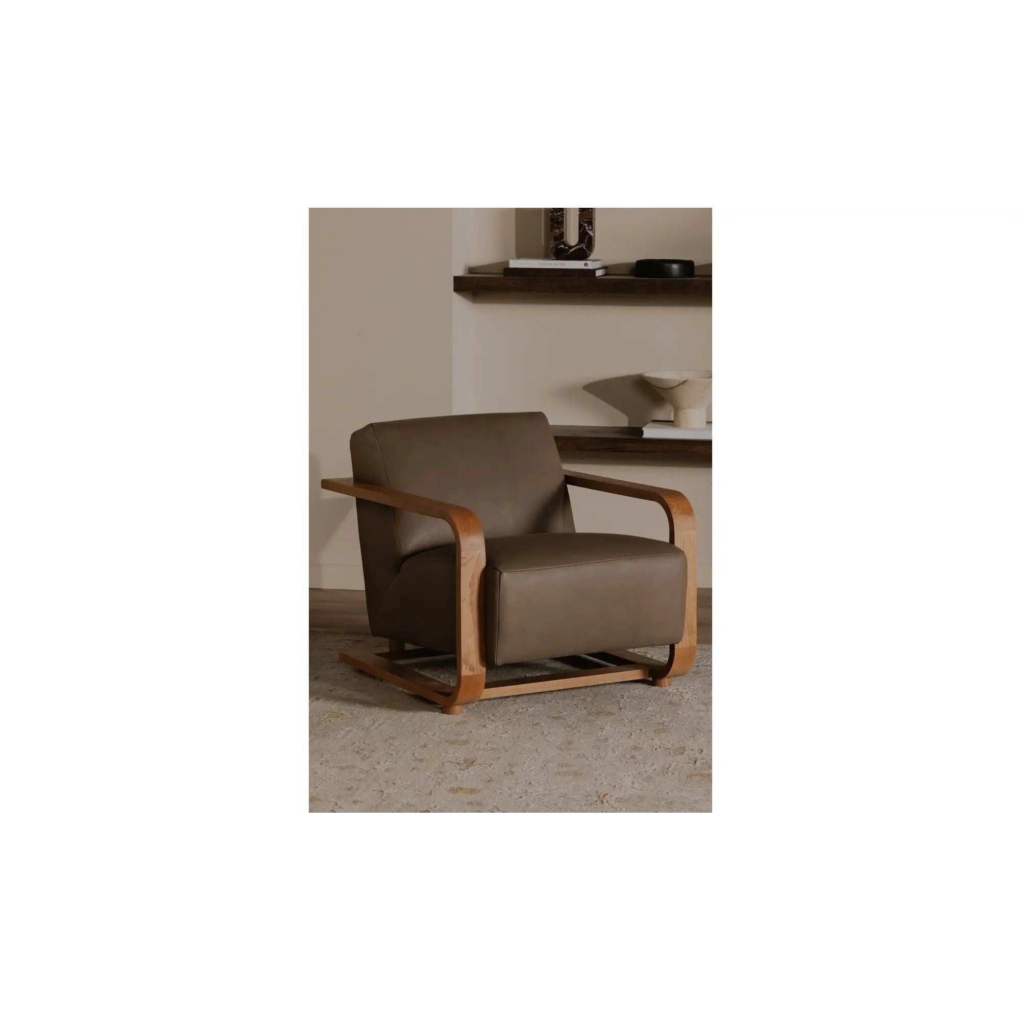 Moe’s Home Collection Eckersley Brown Leather Lounge Chair