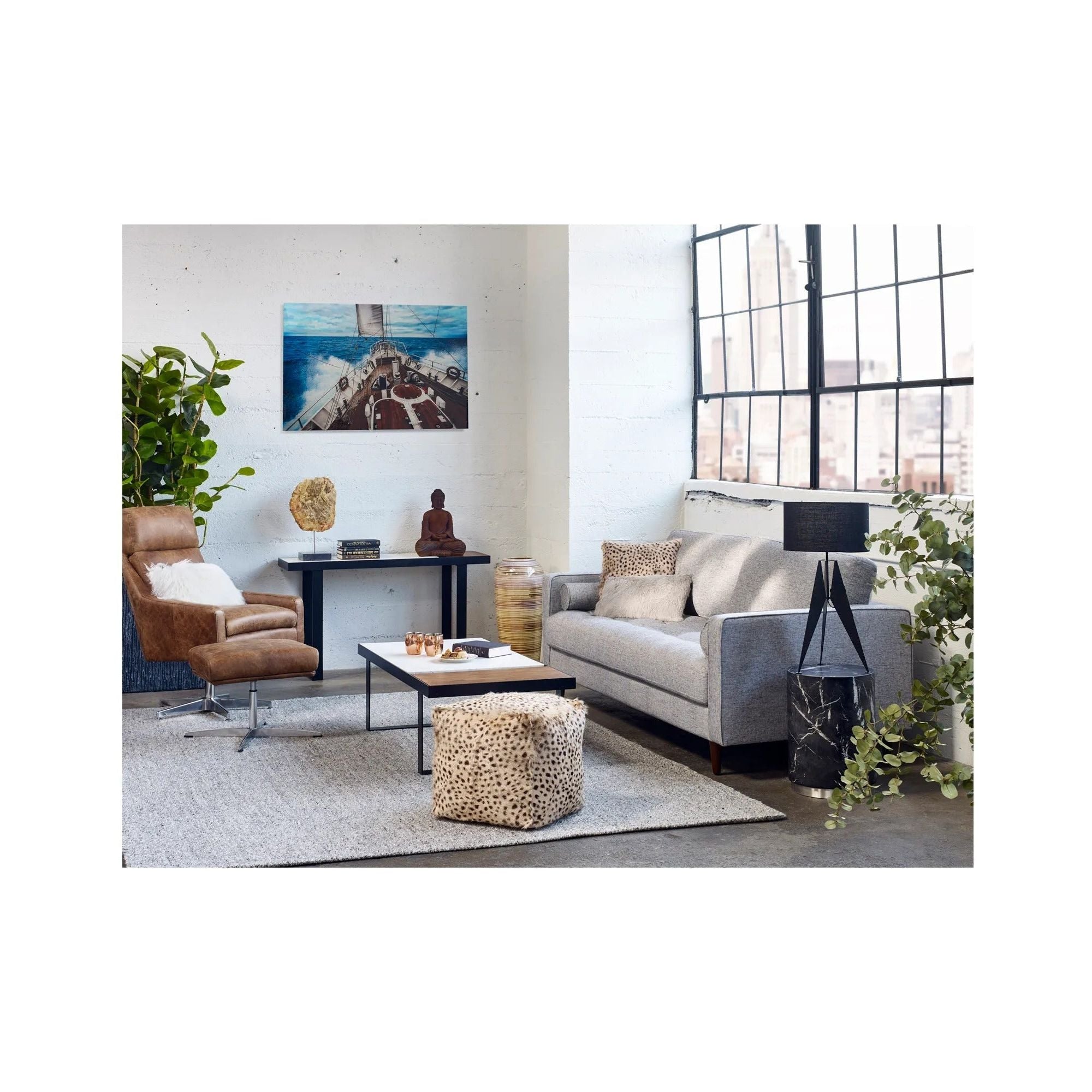 Moe’s Home Collection Blox White Marble Console Table - Image 2