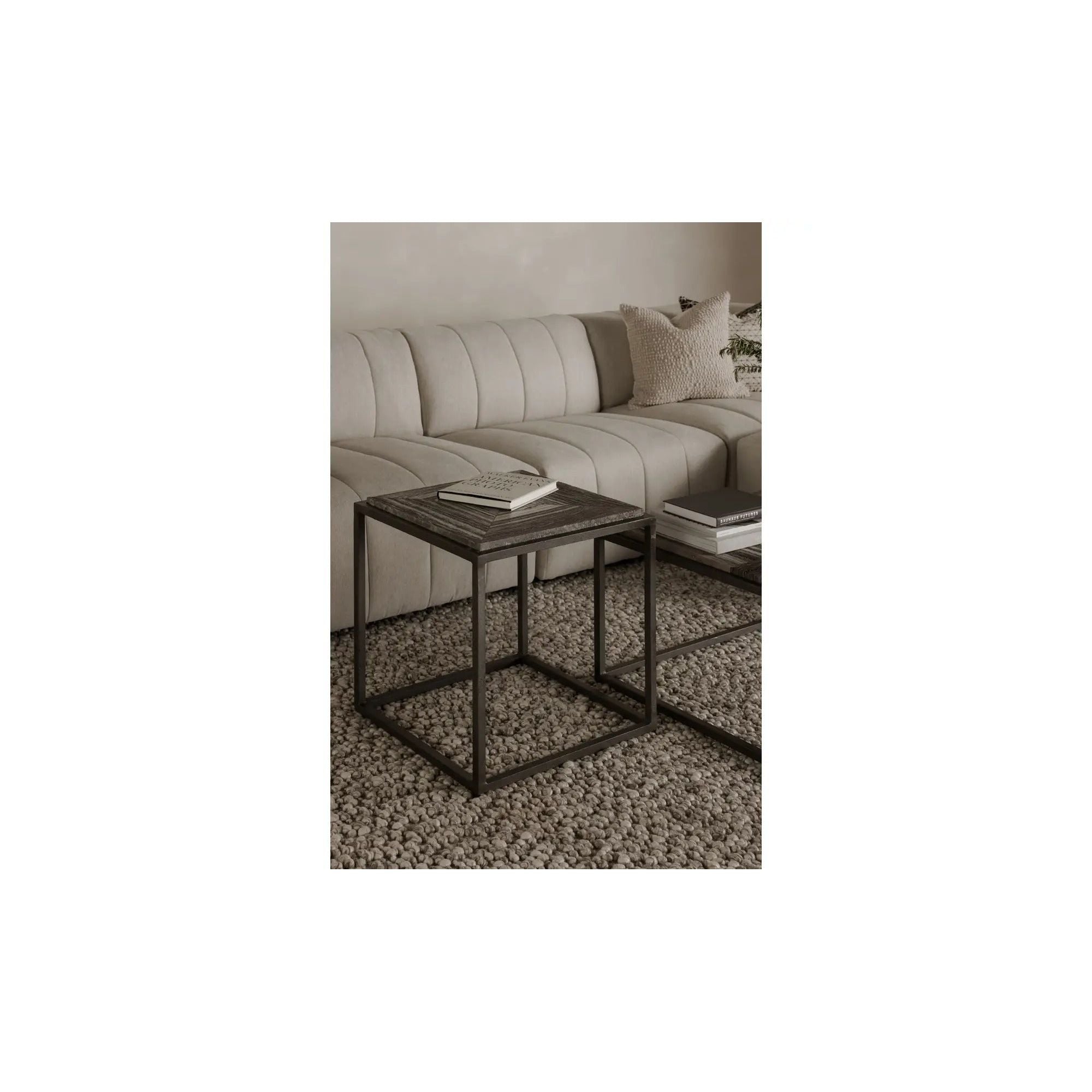 Moe's Home Collection Winslow Grey Marble Side Table - Image 3