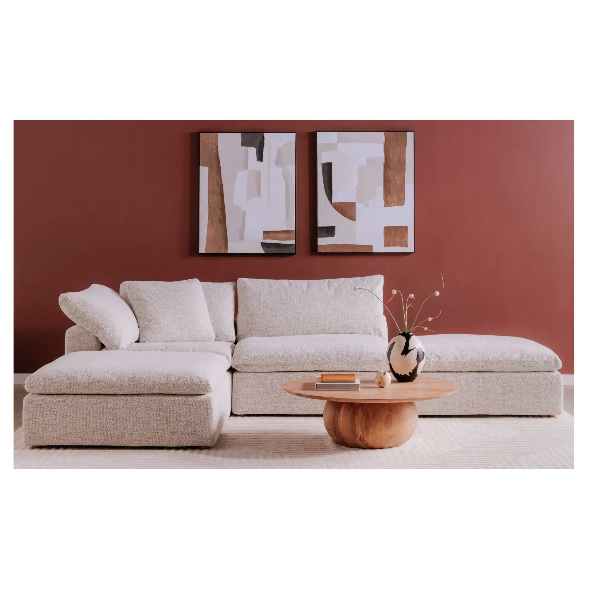 Moe’s Home Collection Clay Coastside Sand Ottoman - Image 2