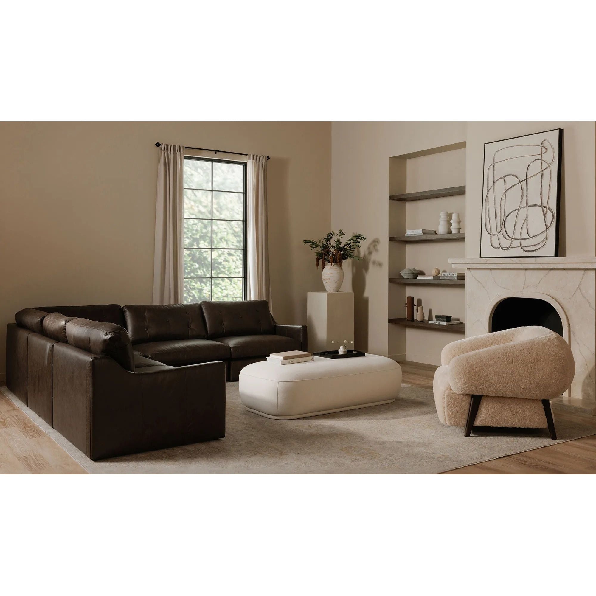 Moe’s Home Collection Marion Rectangular White Ottoman - Image 1