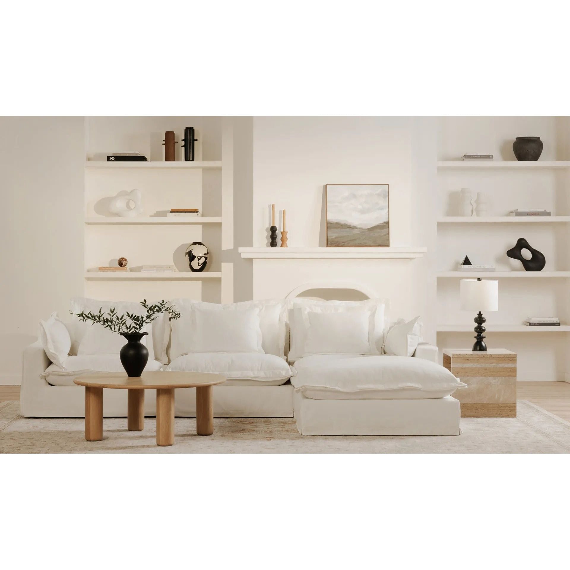 Moe’s Home Collection Olivia White Performance Fabric Ottoman