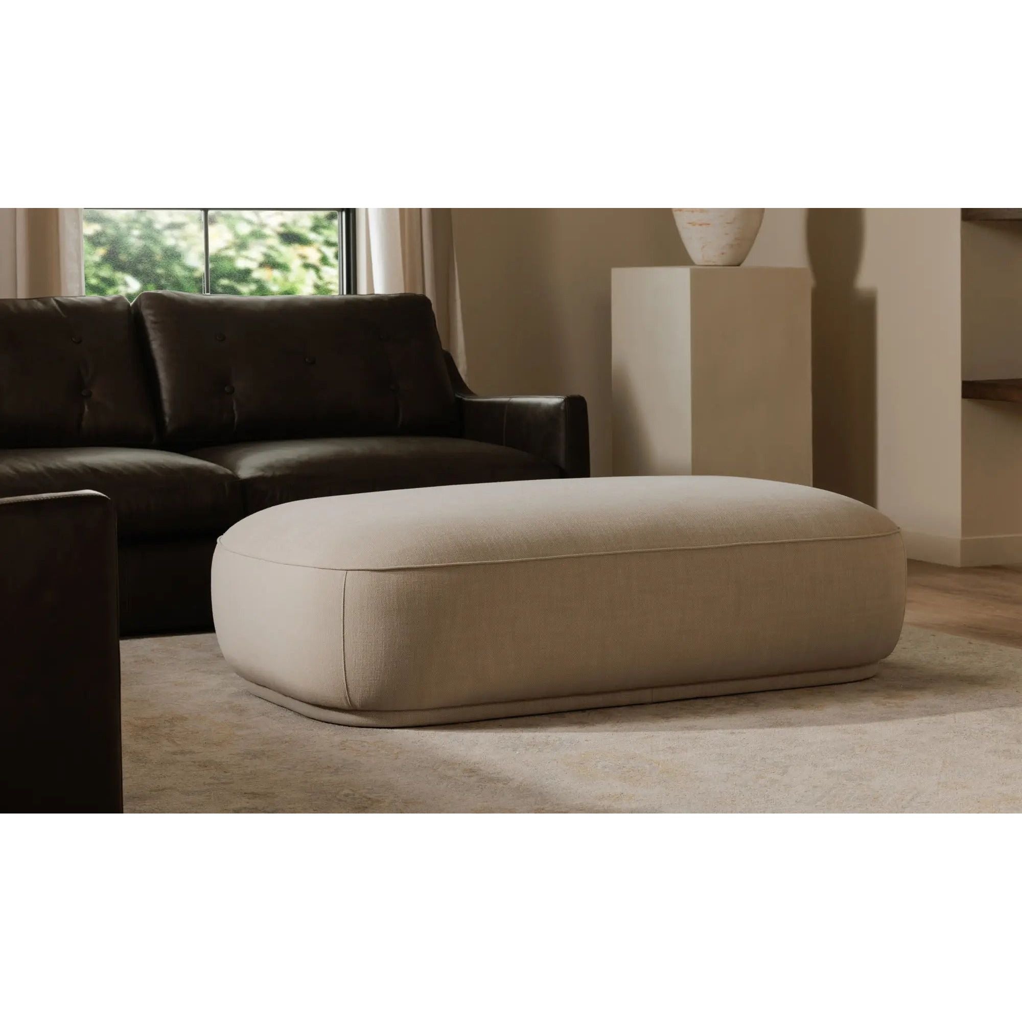 Moe’s Home Collection Marion Beige Rectangular Ottoman - Image 1