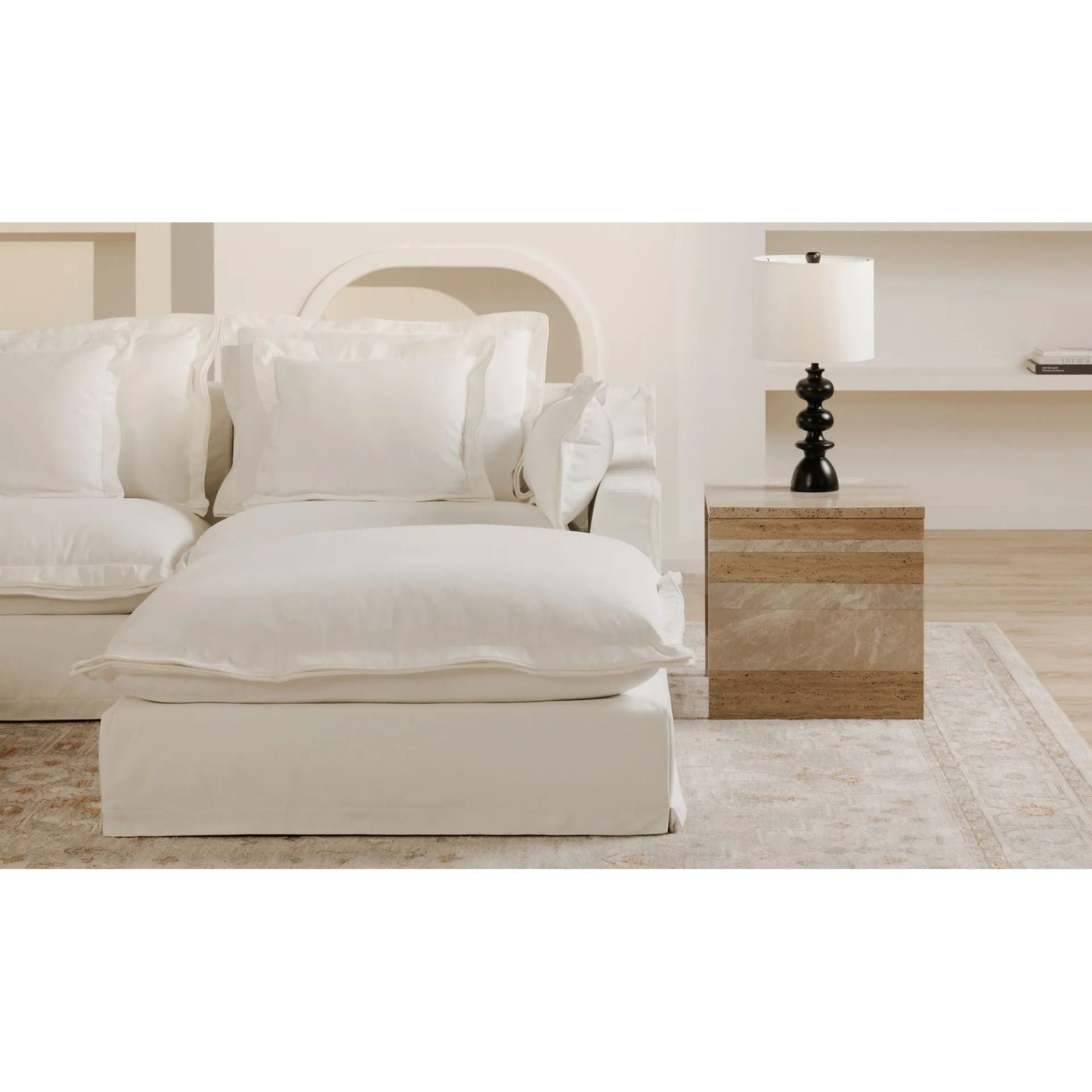 Moe’s Home Collection Olivia White Performance Fabric Ottoman - Image 3