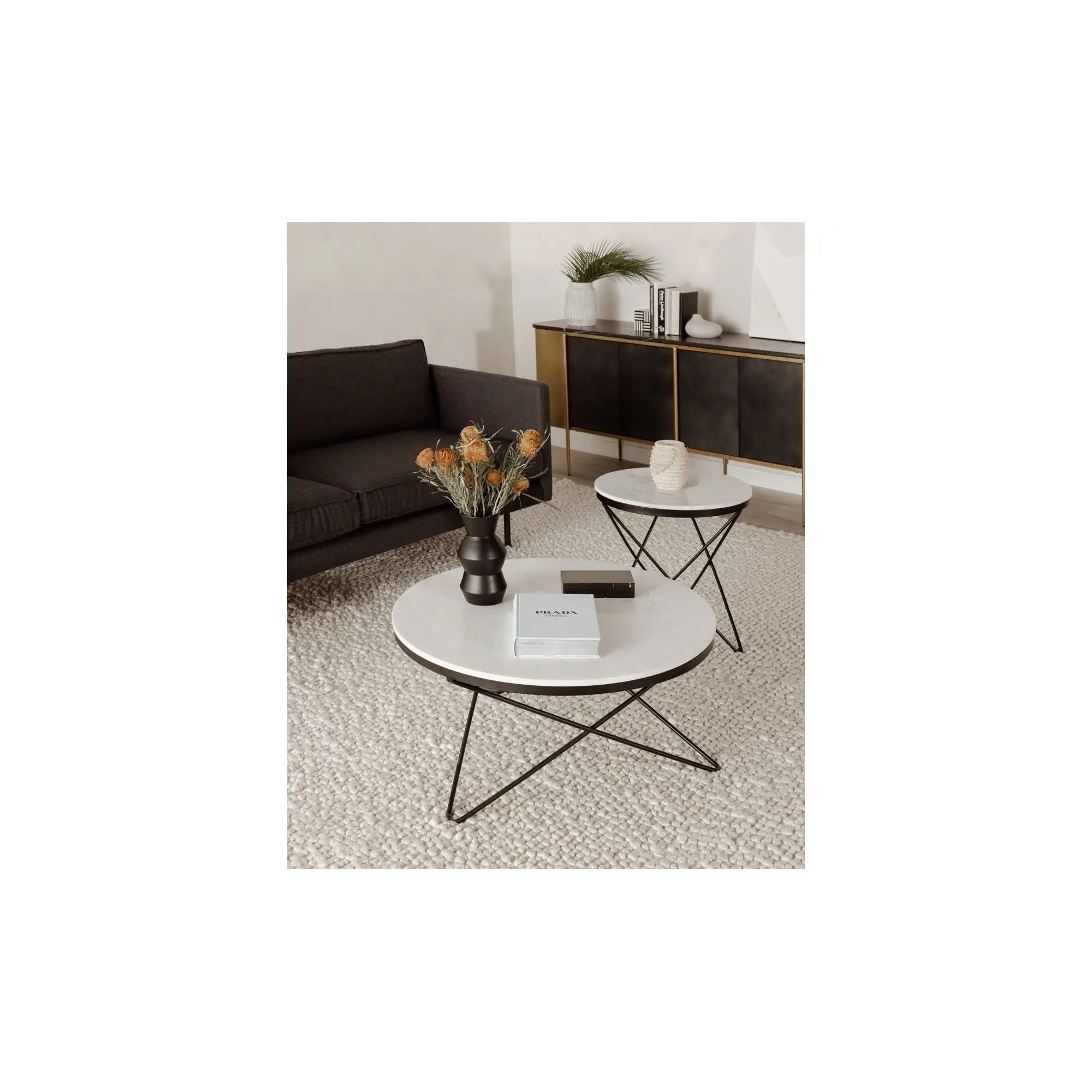 Moe's Home Haley Black Marble Top Side Table - Image 3