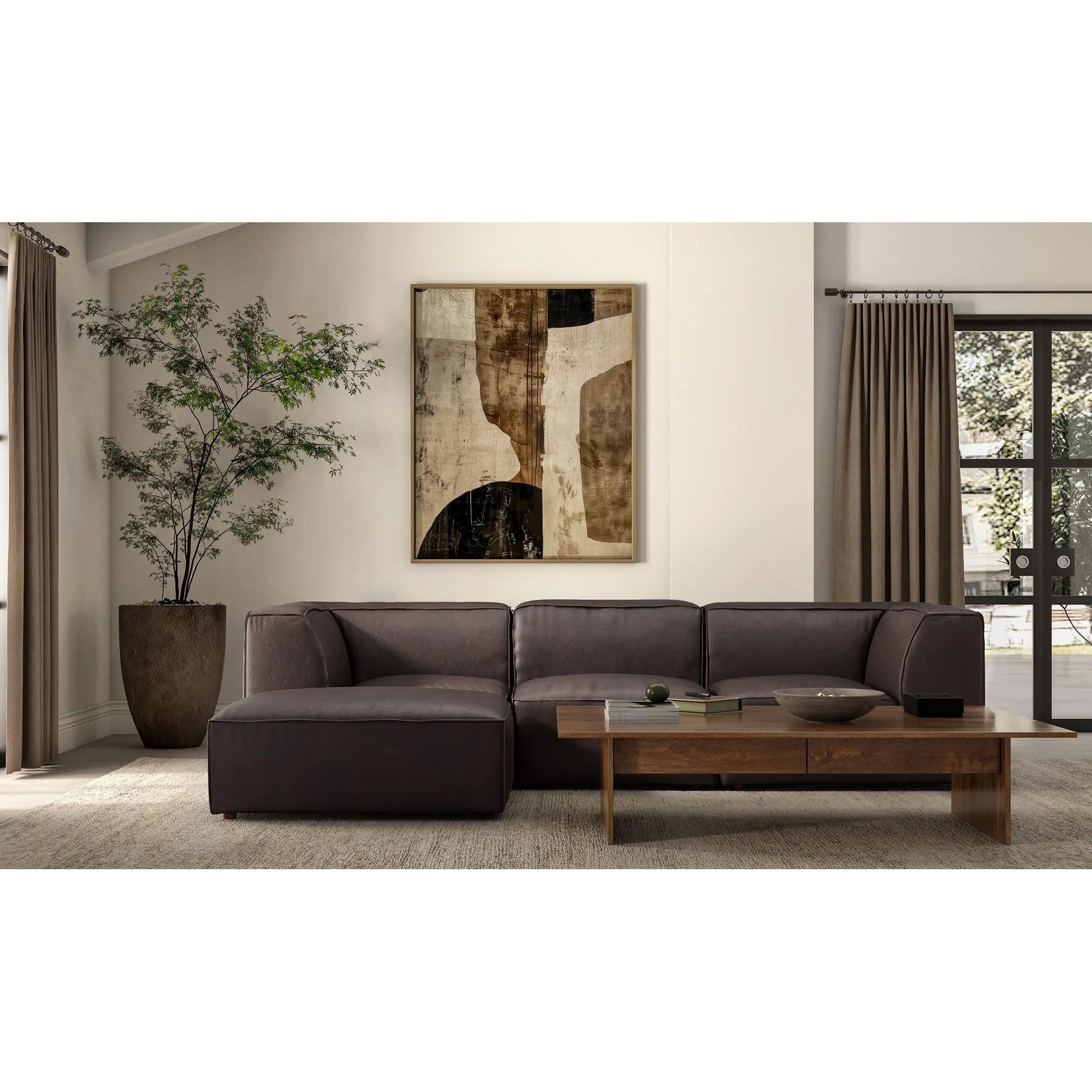 Moe’s Home Collection Form Espresso Brown Ottoman - Image 2