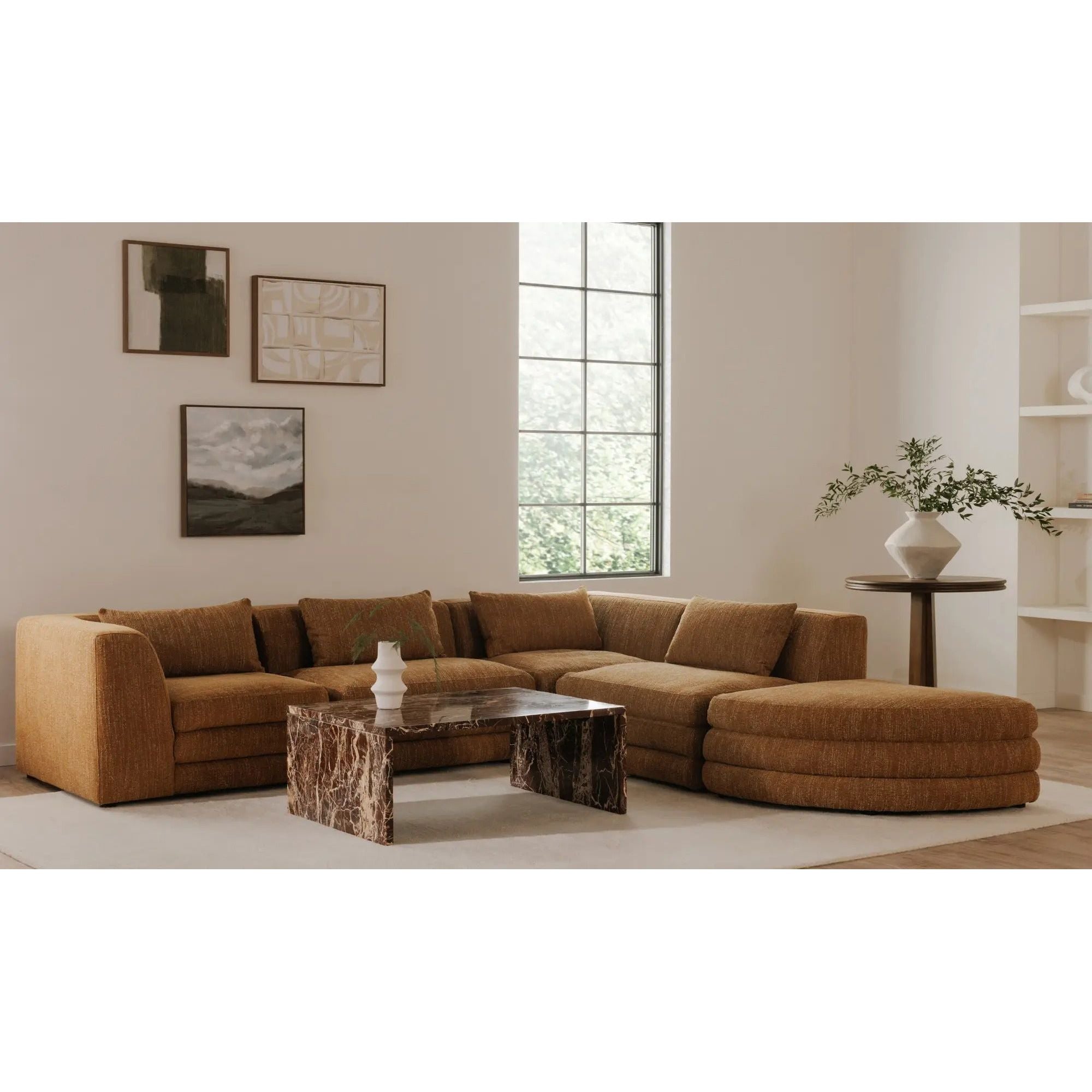 Moe’s Home Collection Lowtide Amber Glow Curved Ottoman - Image 2