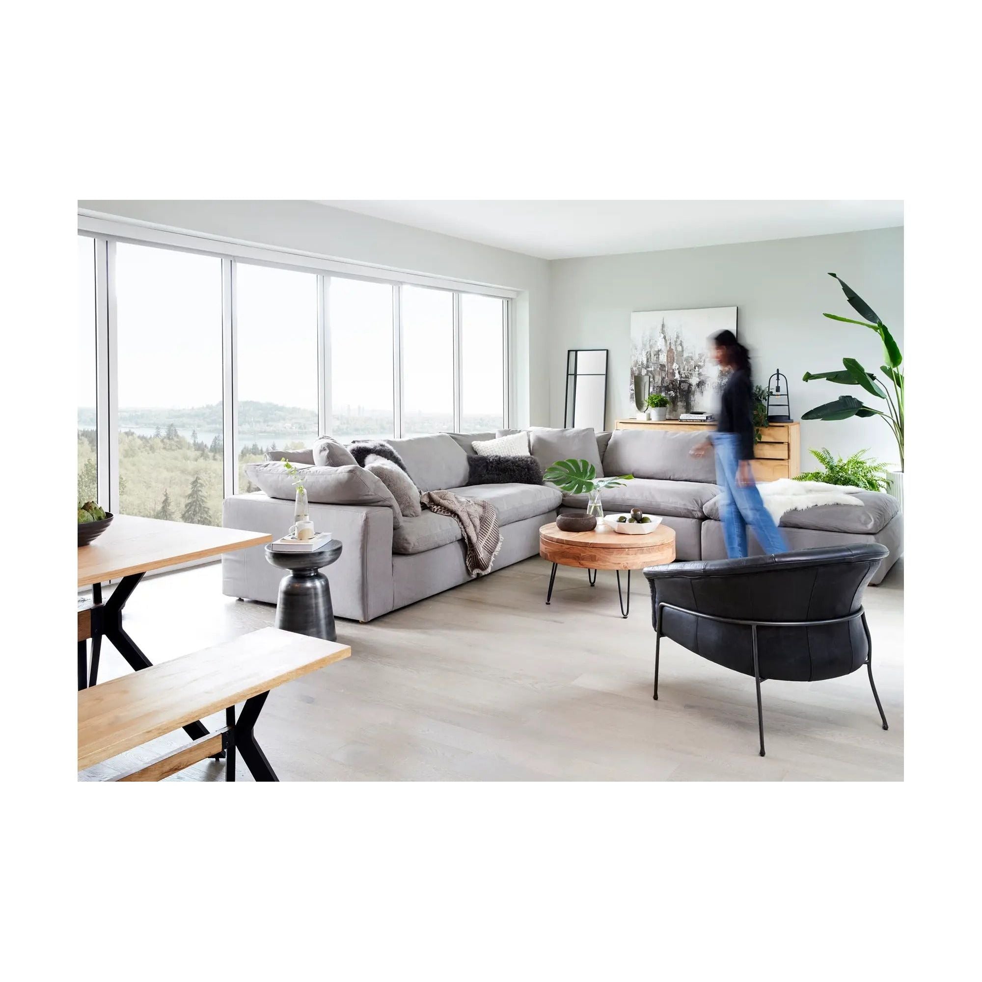 Moe’s Home Clay Light Grey Ottoman - Image 3