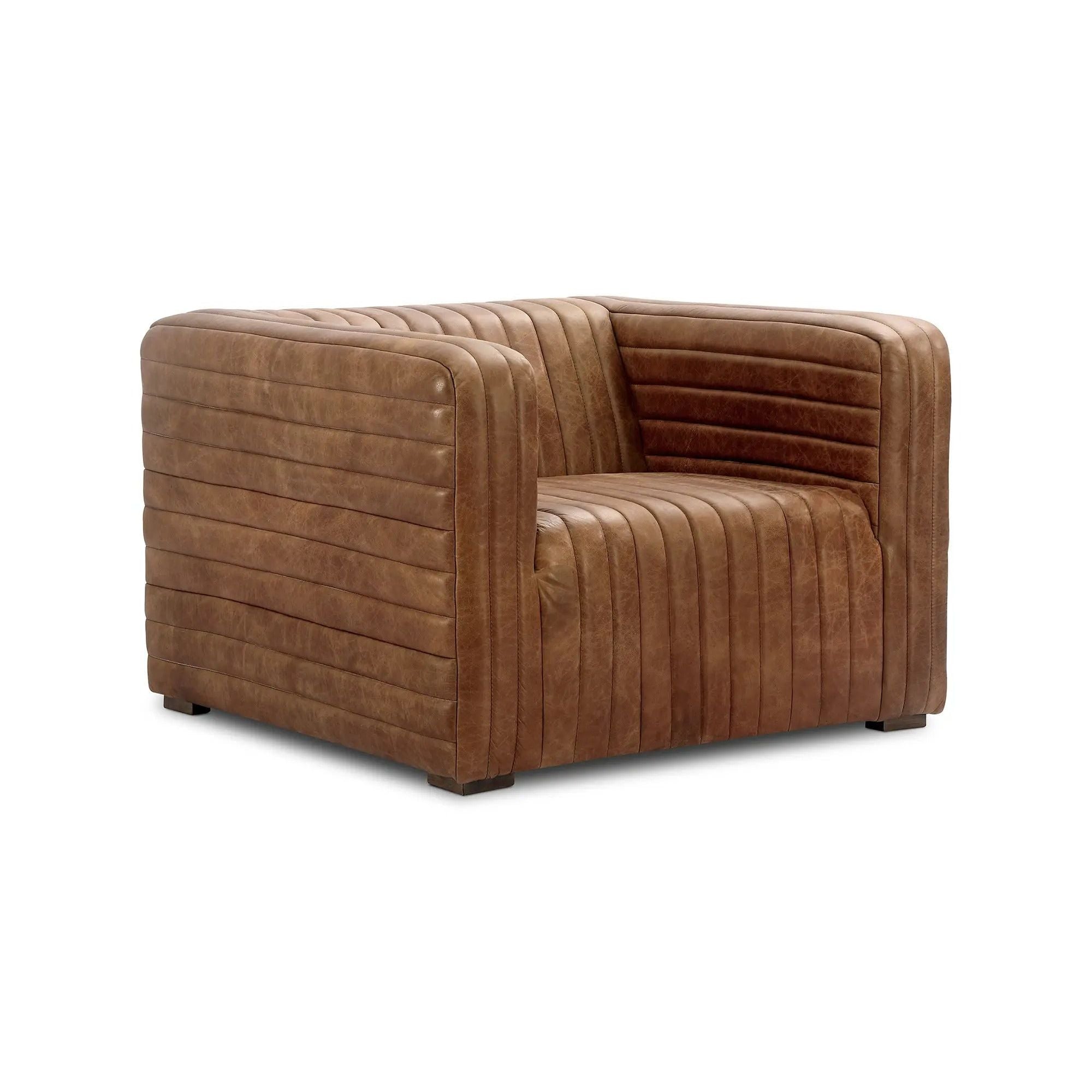 Moe's Home Collection Castle Open Road Brown Leather Chair - Image 3