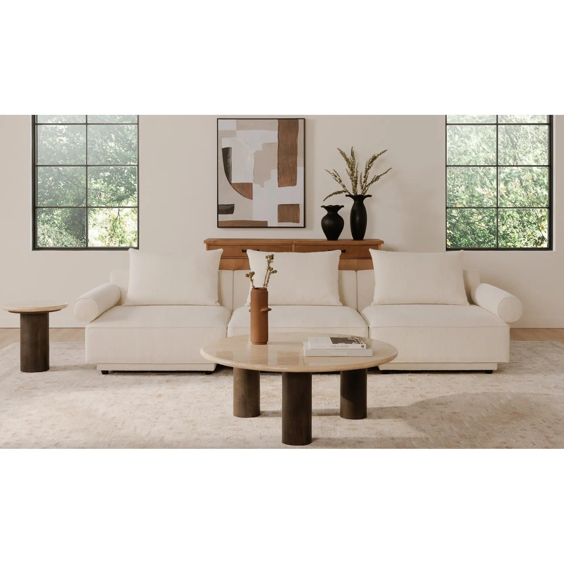 Moe's Home Collection Landon Beige Travertine Accent Table - Image 2