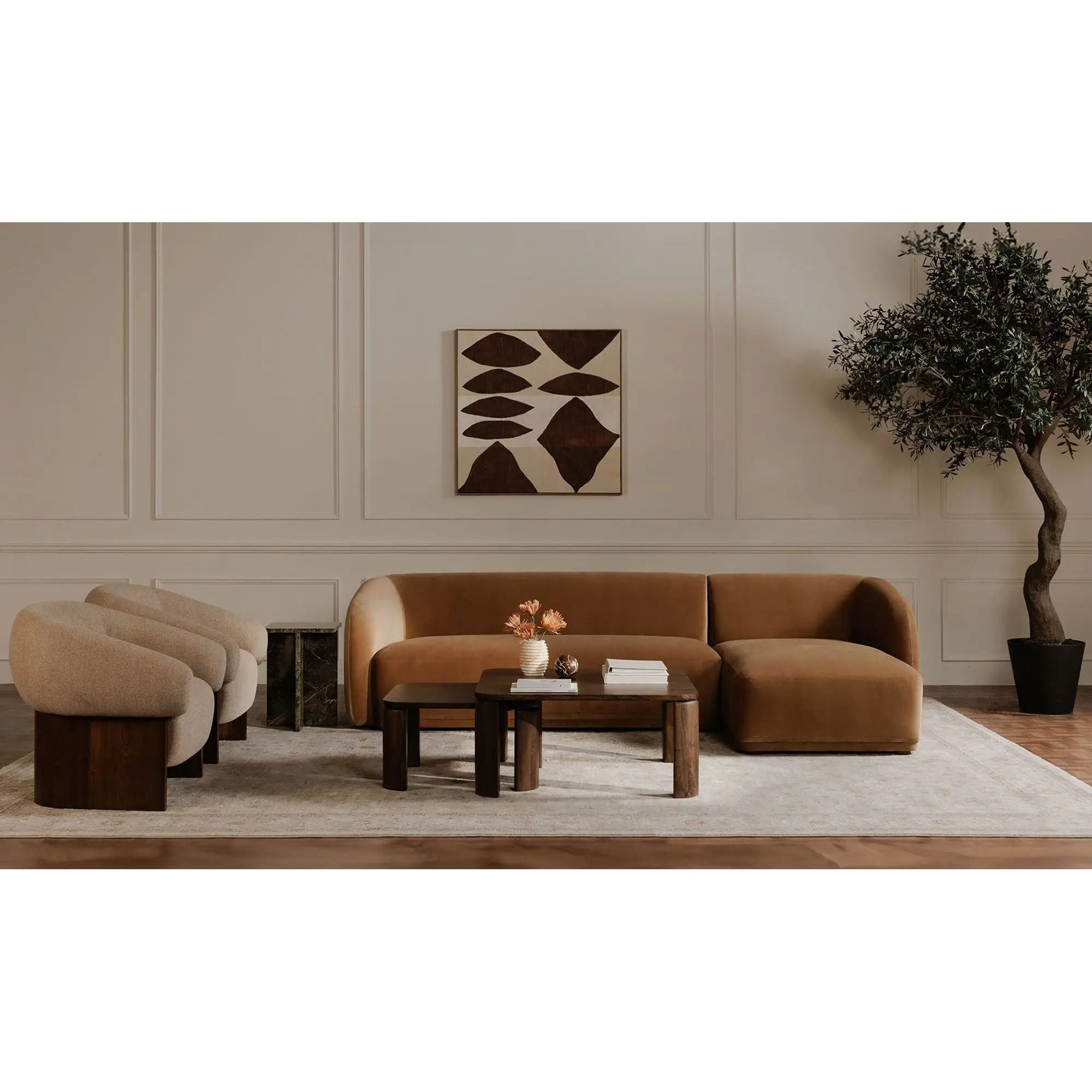 Moe's Home Collection Otto Flecked Tan Boucle Accent Chair - Image 1