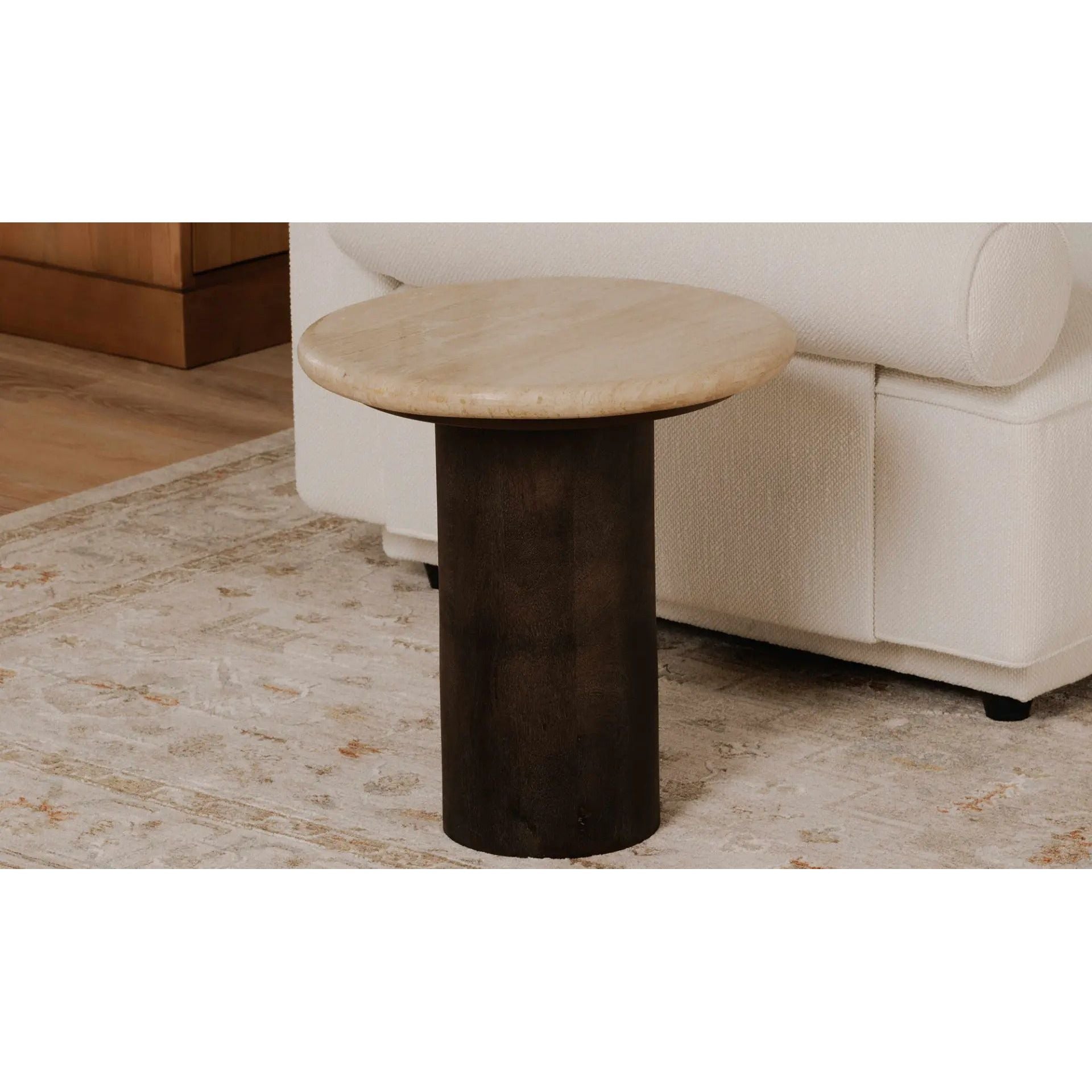 Moe's Home Collection Landon Beige Travertine Accent Table - Image 3