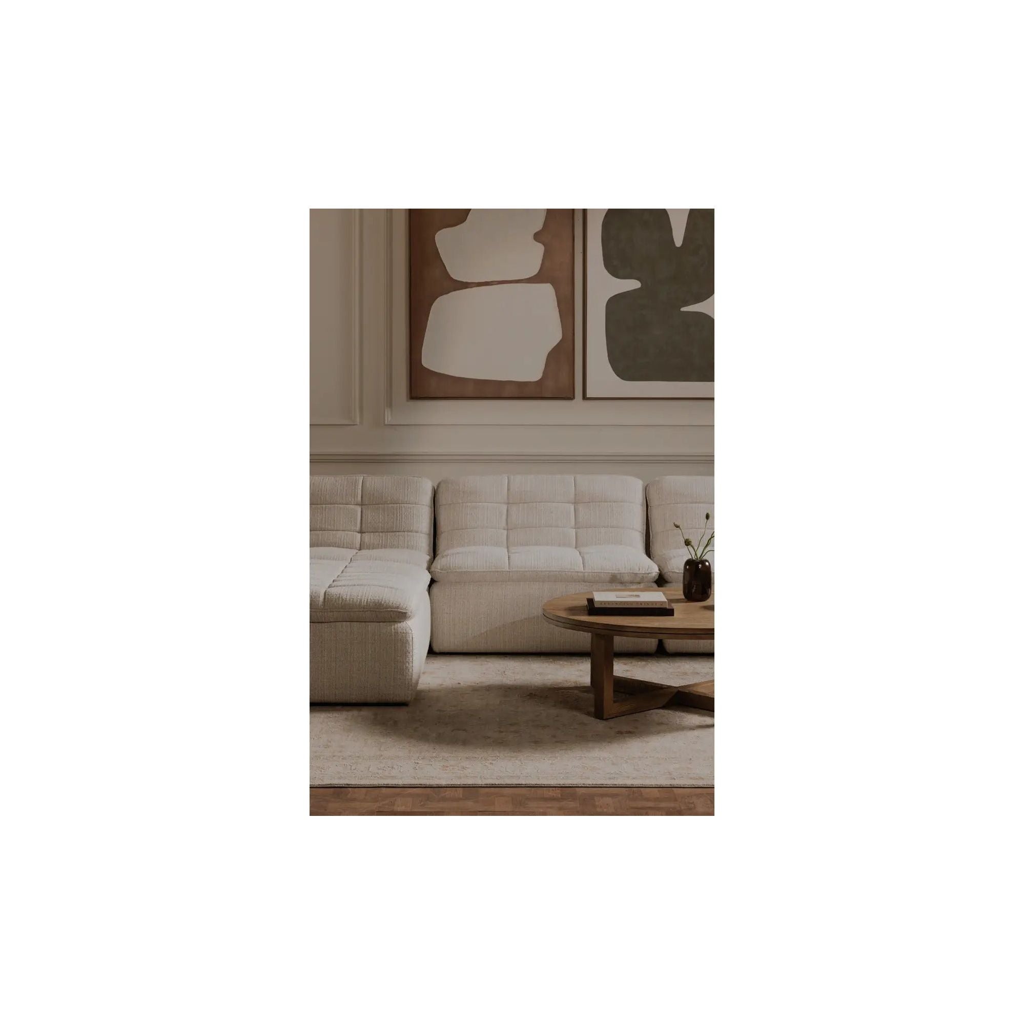 Moe’s Home Collection Lino Textured Oat Modular Ottoman - Image 3