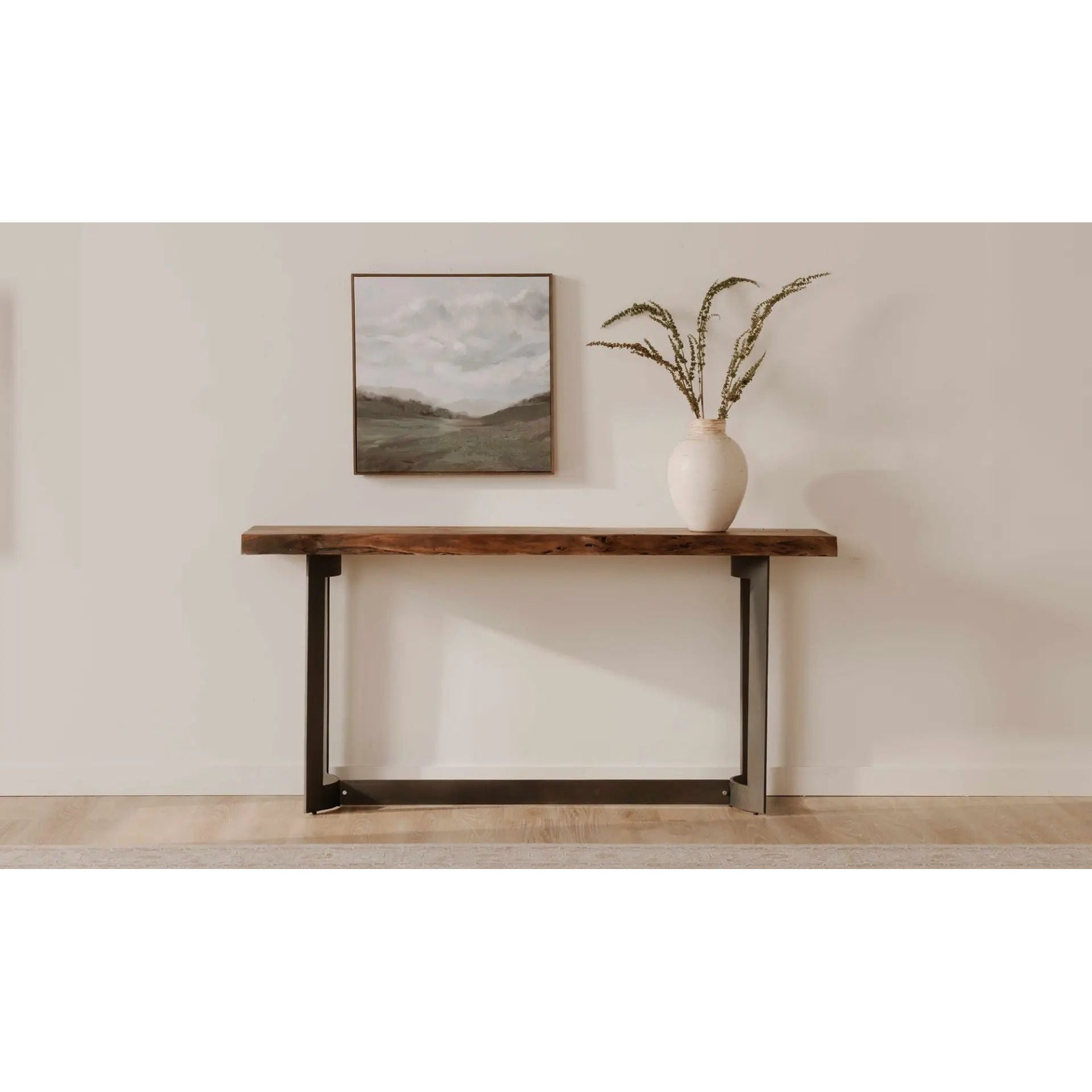 Moe’s Home Collection Bent Acacia Wood Live Edge Console Table With Iron Frame - Image 1