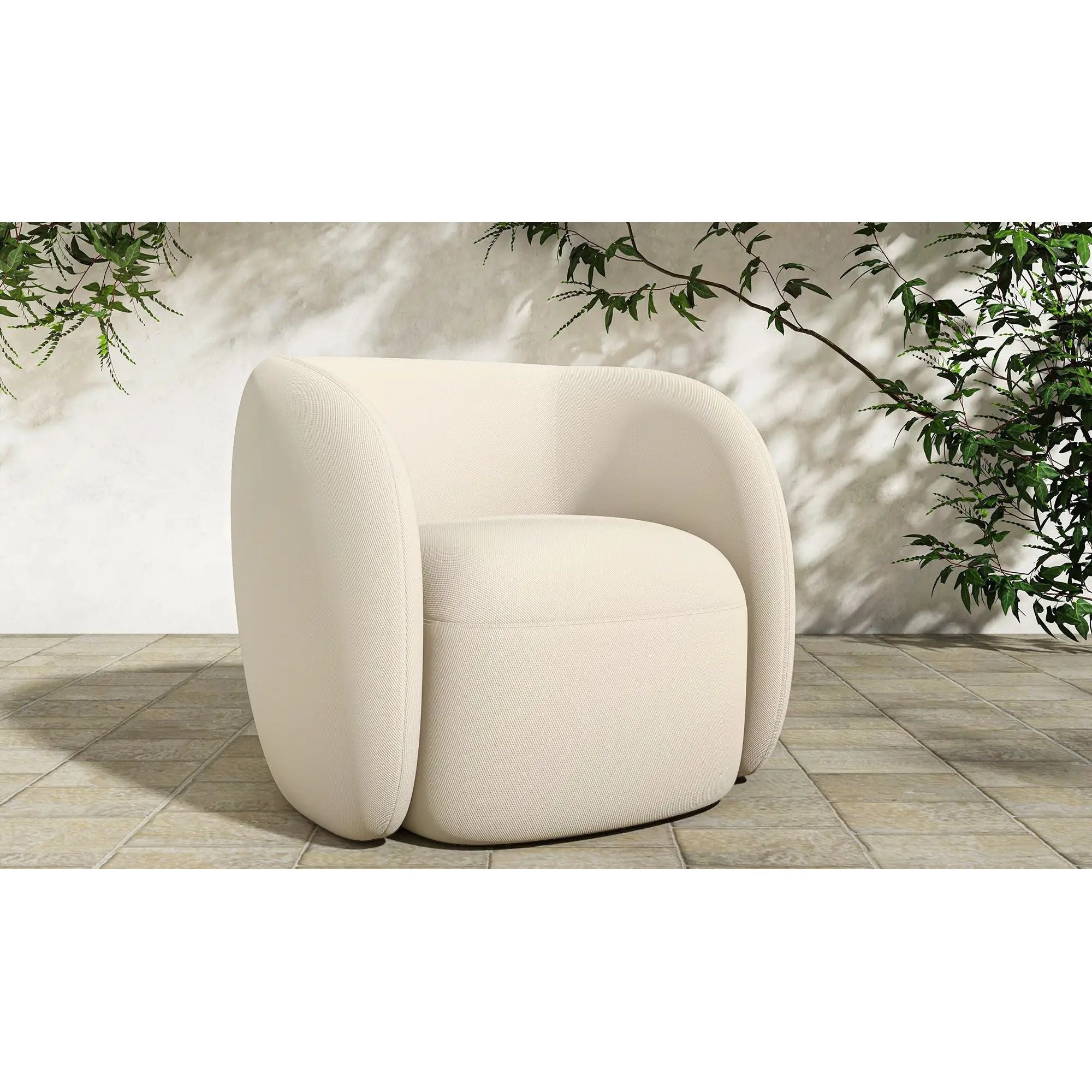Moe's Home Collection Rae Cream Outdoor Accent Chair - Image 2