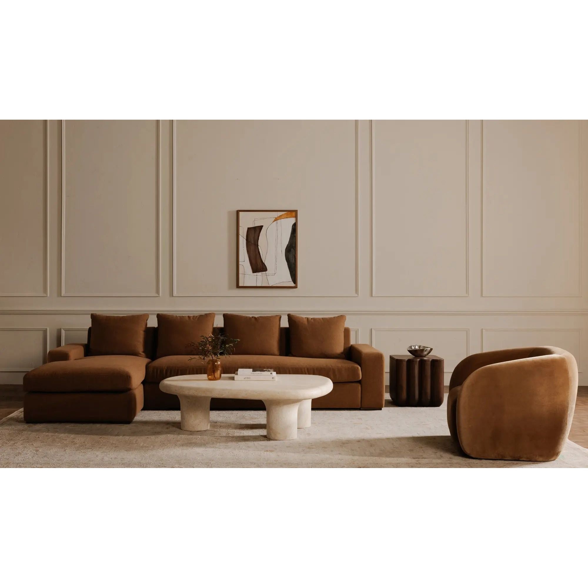 Moe's Home Collection Faye Tan Faux Mohair Accent Chair - Image 2