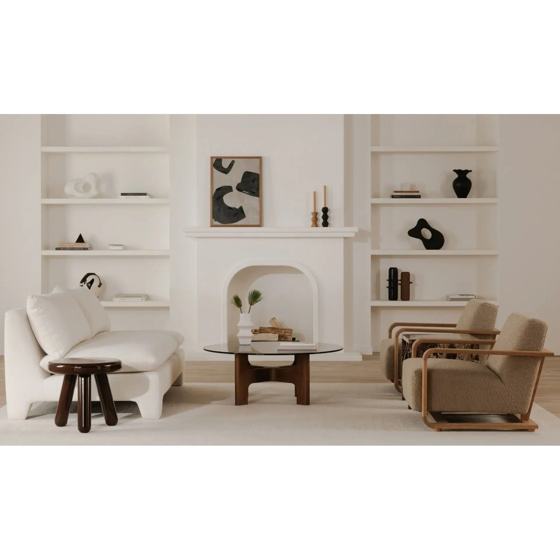 Moe's Home Collection Eckersley Beige Faux Shearling Lounge Chair - Image 2