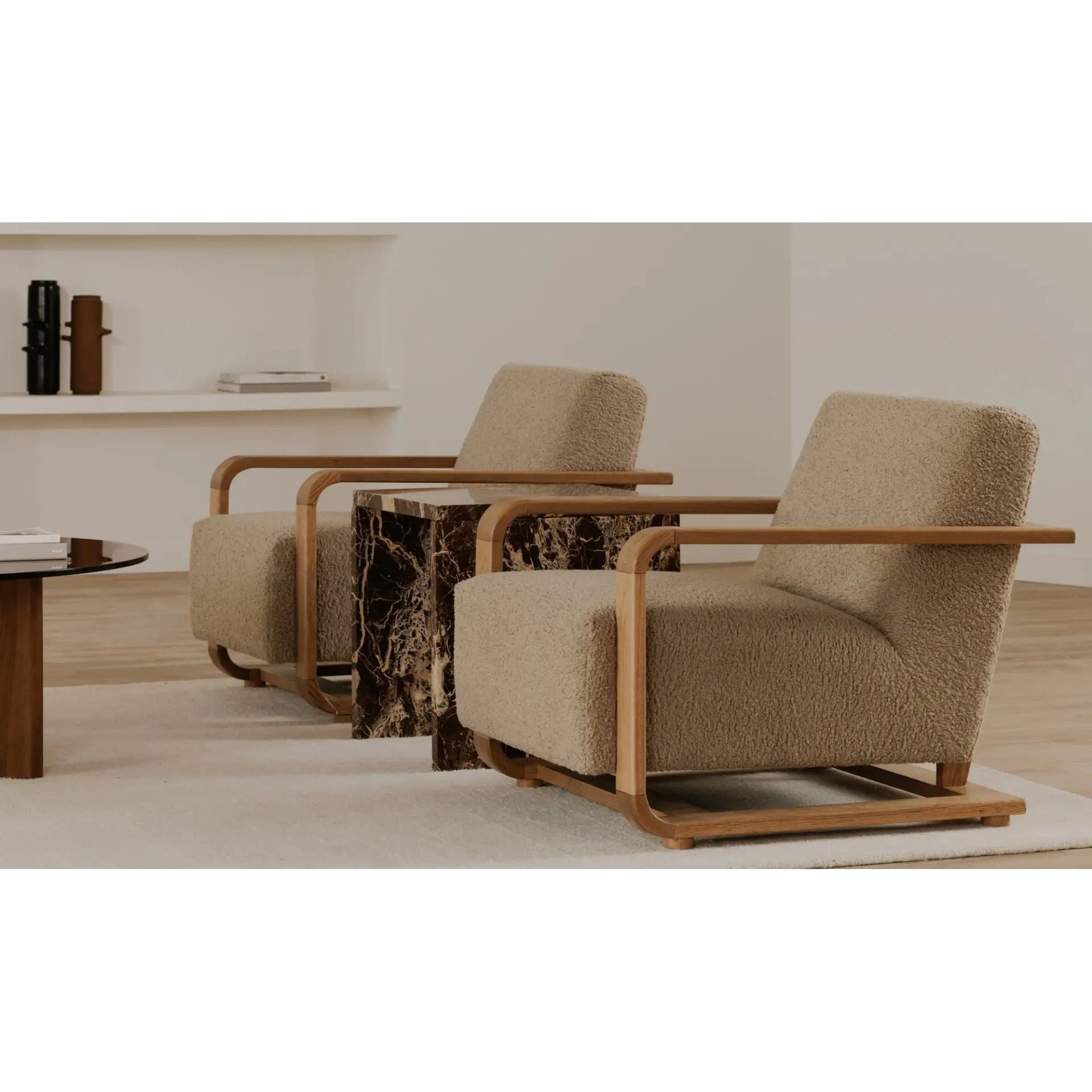 Moe's Home Collection Eckersley Beige Faux Shearling Lounge Chair - Image 3