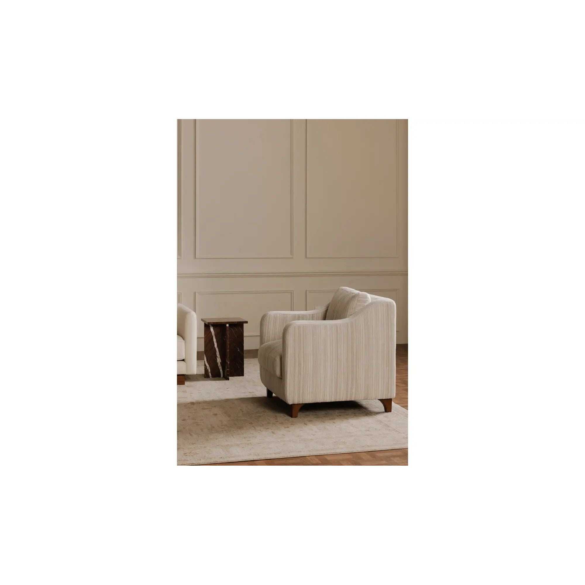 Moe's Home Collection Hewitt Beige Stripe Accent Chair - Image 3