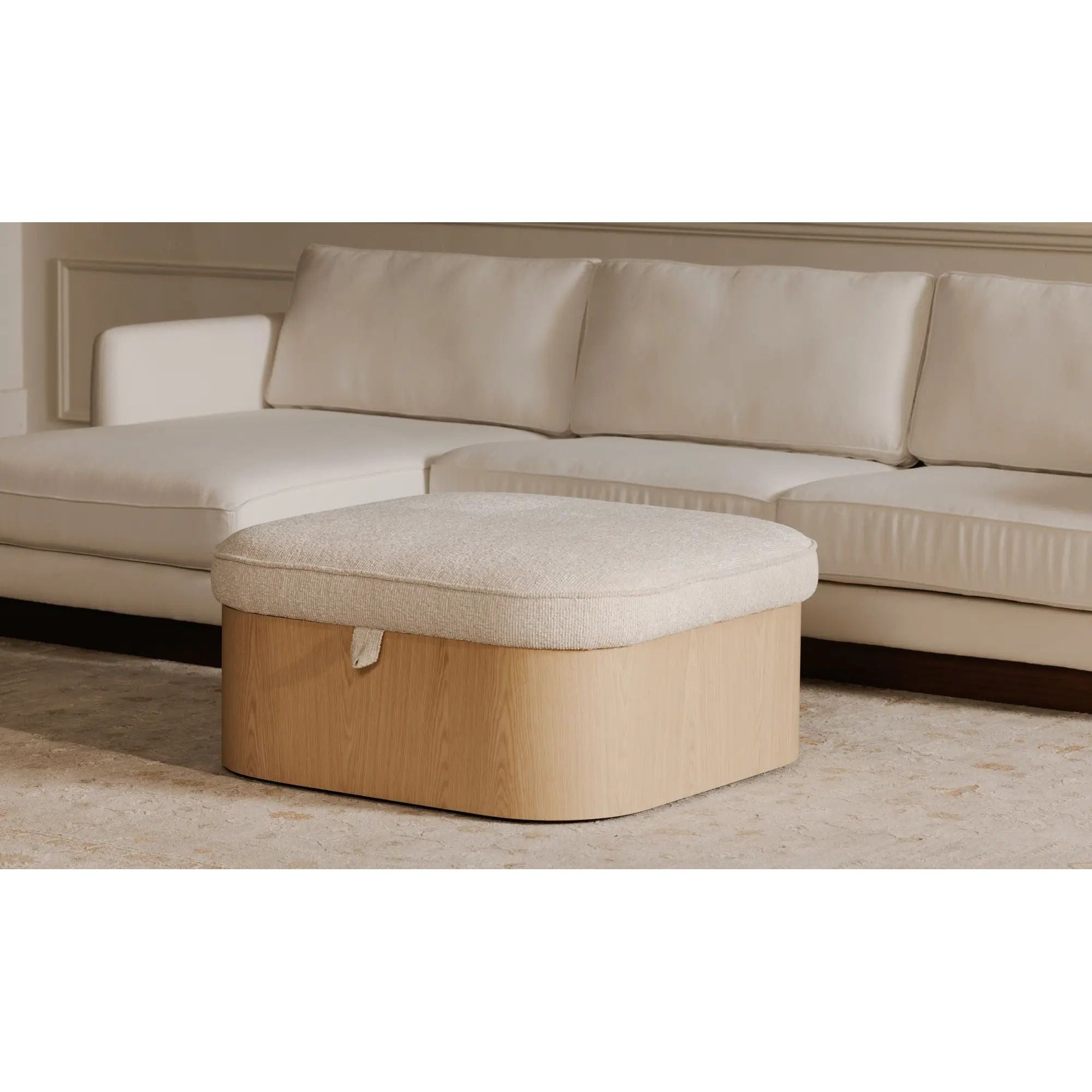 Moe’s Home Collection Sonny Flecked Oatmeal Storage Ottoman - Image 1