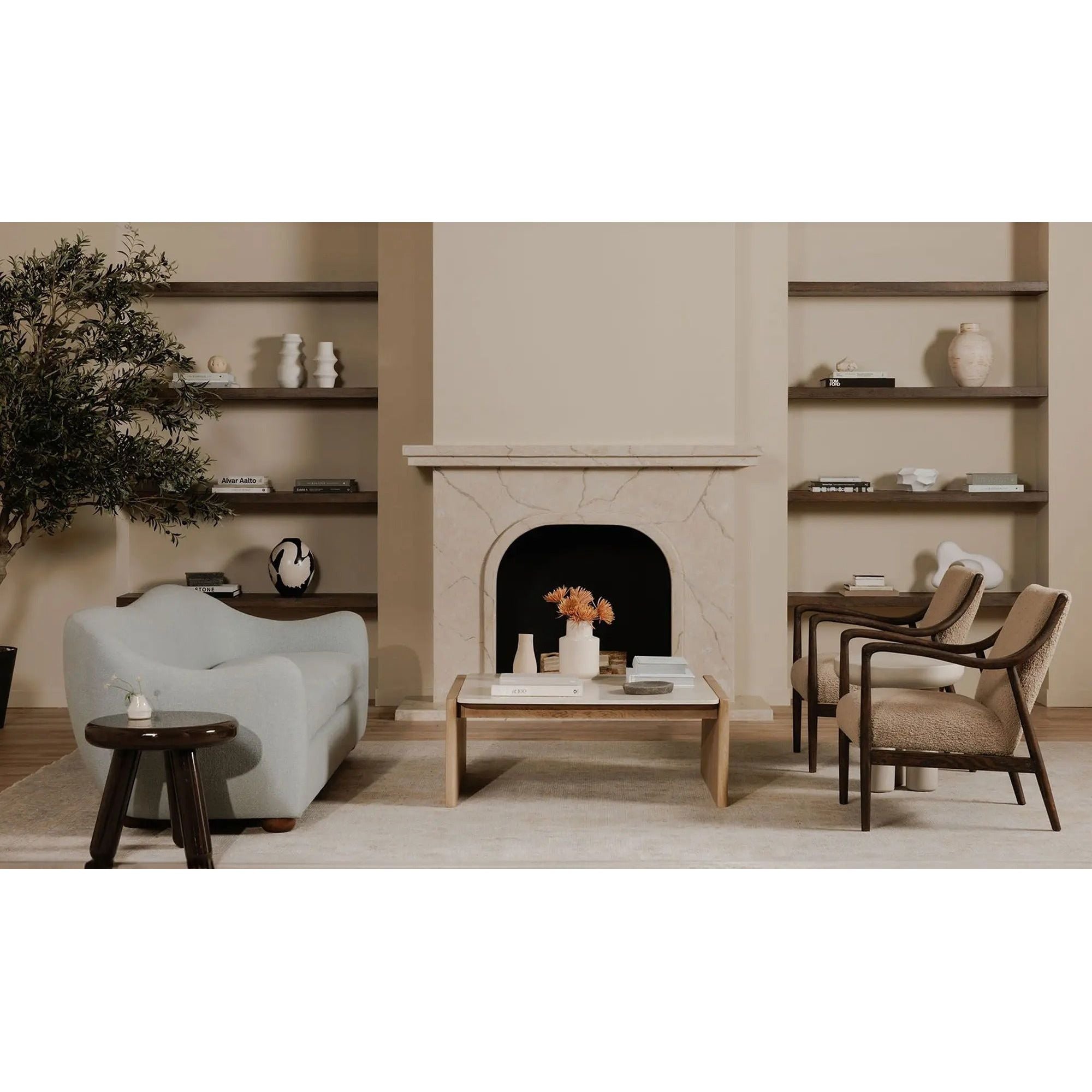 Moe's Home Collection Yates Beige Faux Shearling Accent Chair - Image 3