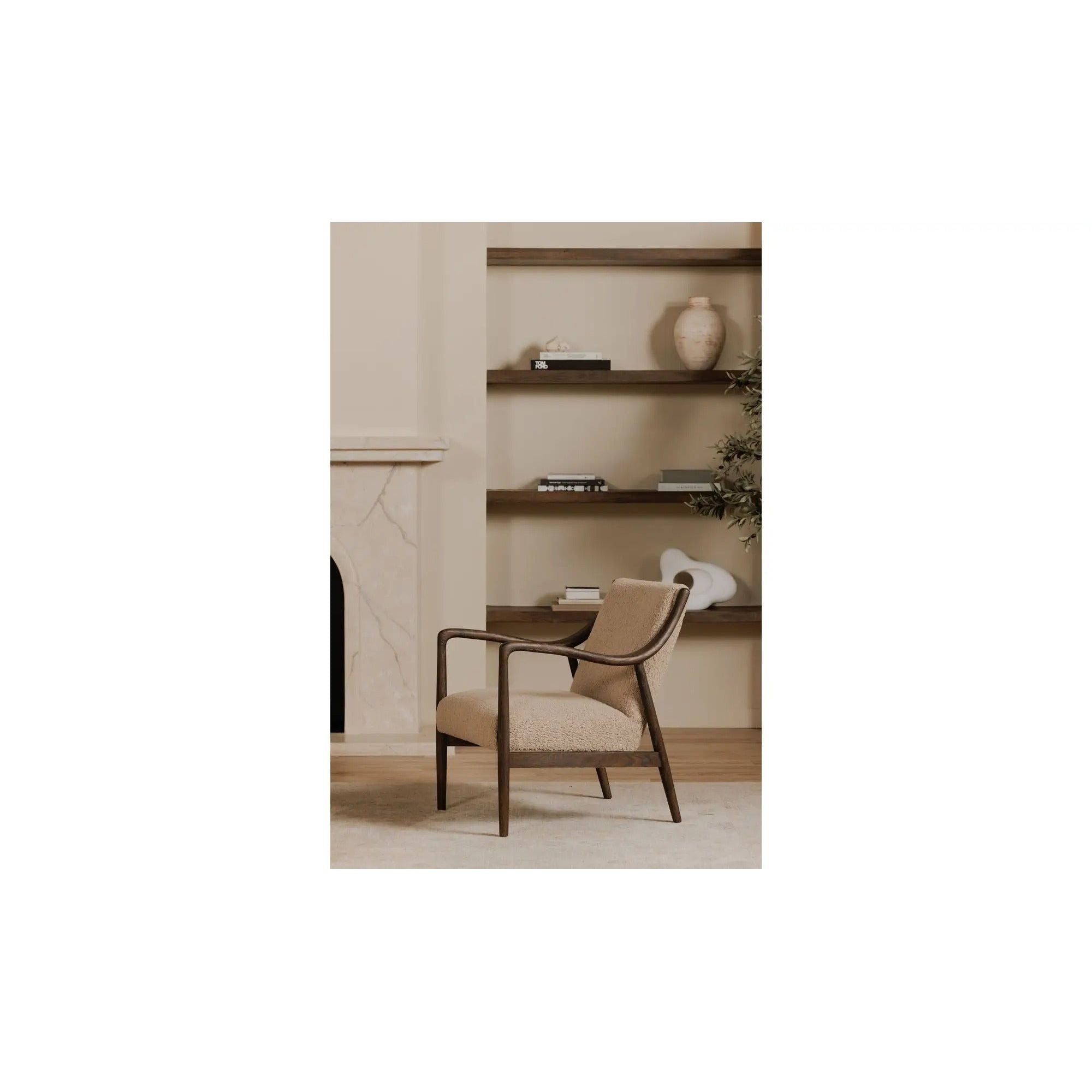 Moe's Home Collection Yates Beige Faux Shearling Accent Chair - Image 1