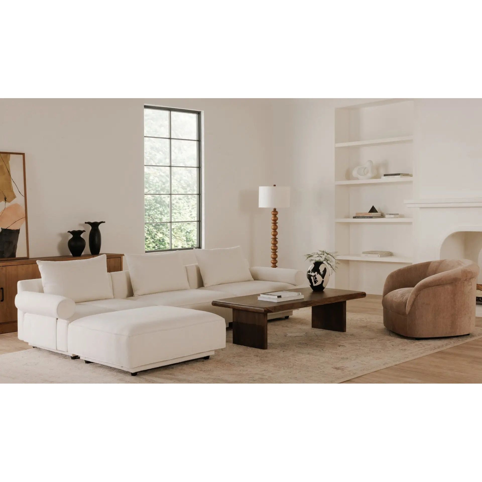 Moe's Home Collection Rosello White Left Arm Facing Chair - Image 2