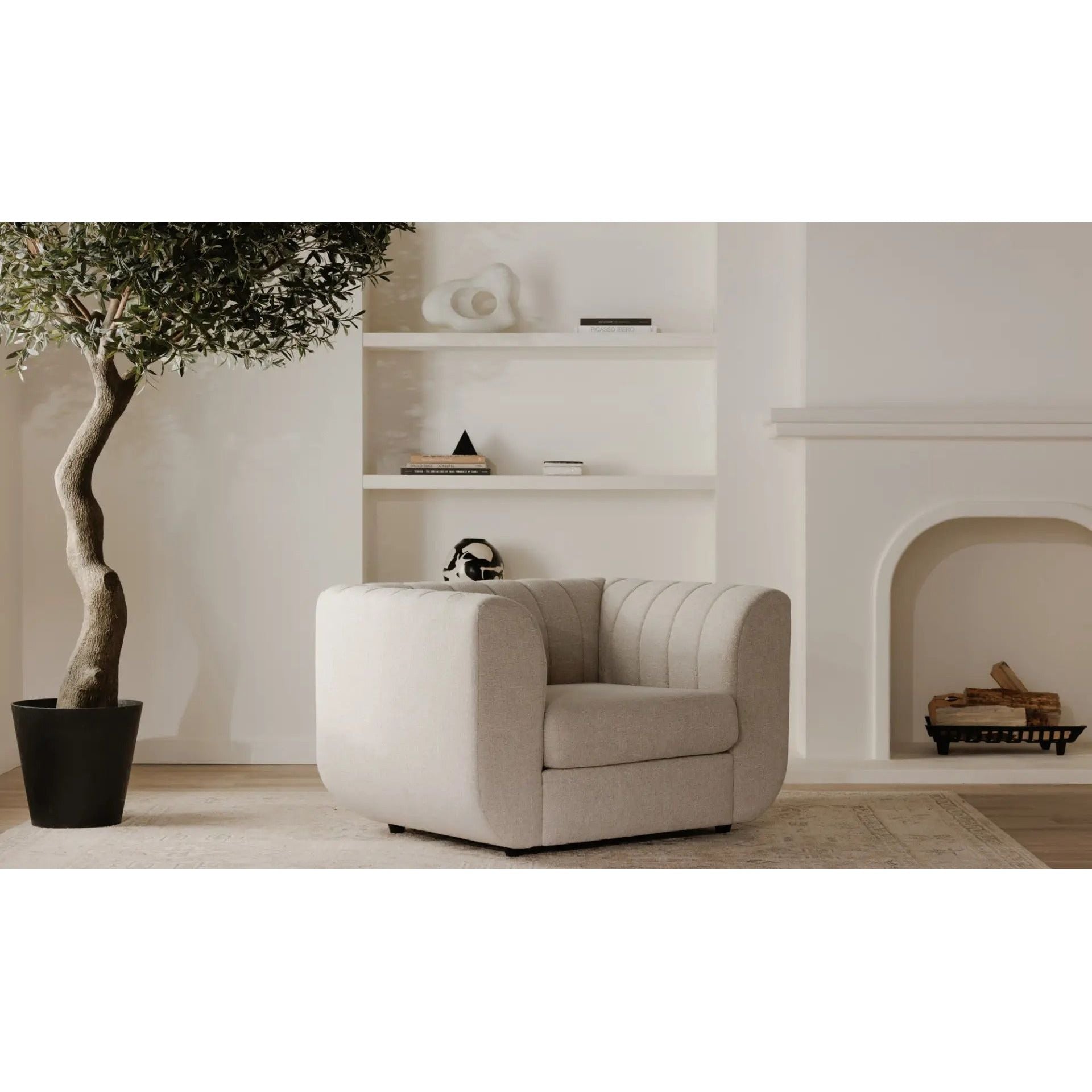 Moe’s Home Collection Rosy Oatmeal Lounge Chair - Image 3