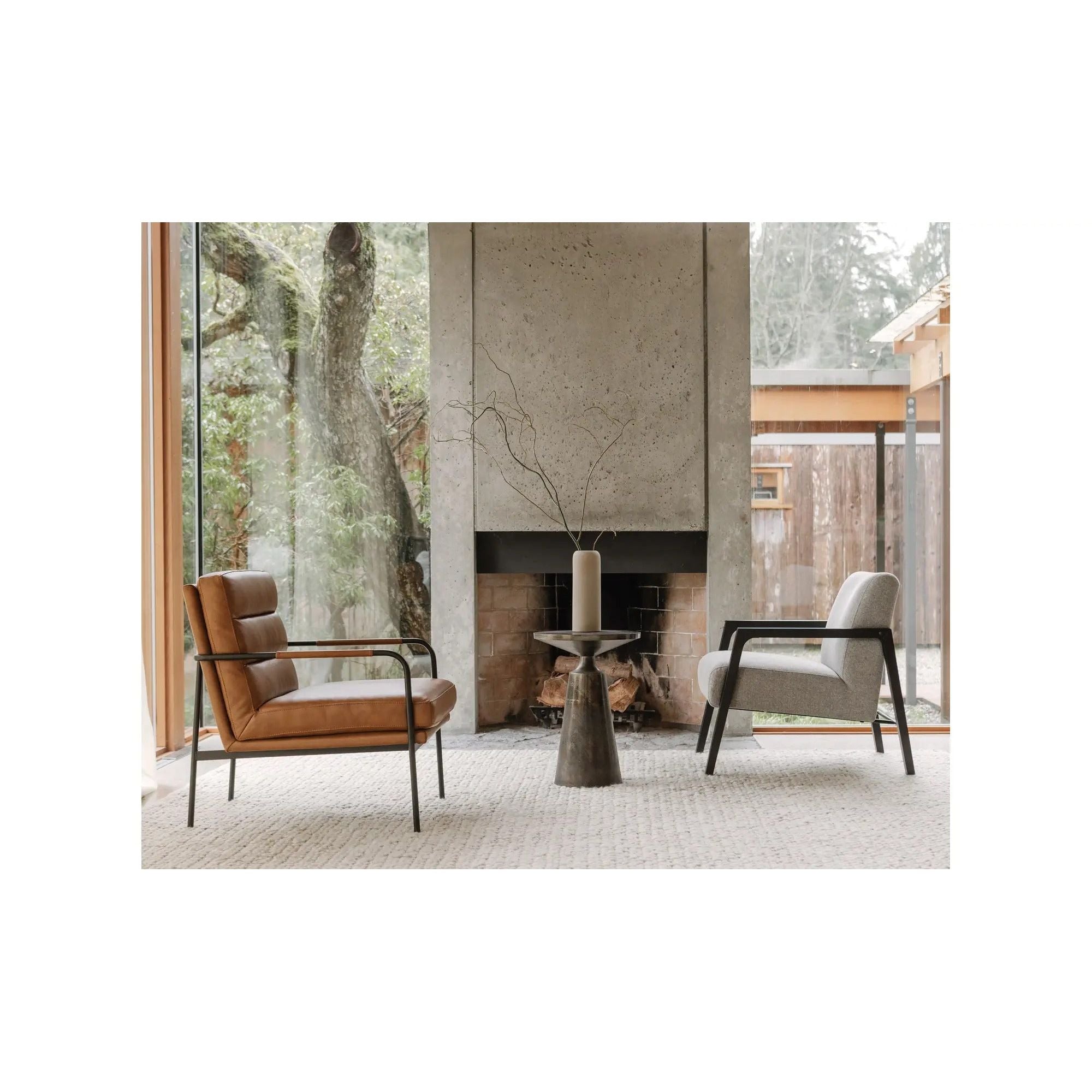 Moe's Home Collection Verlaine Chestnut Brown Leather Armchair - Image 3
