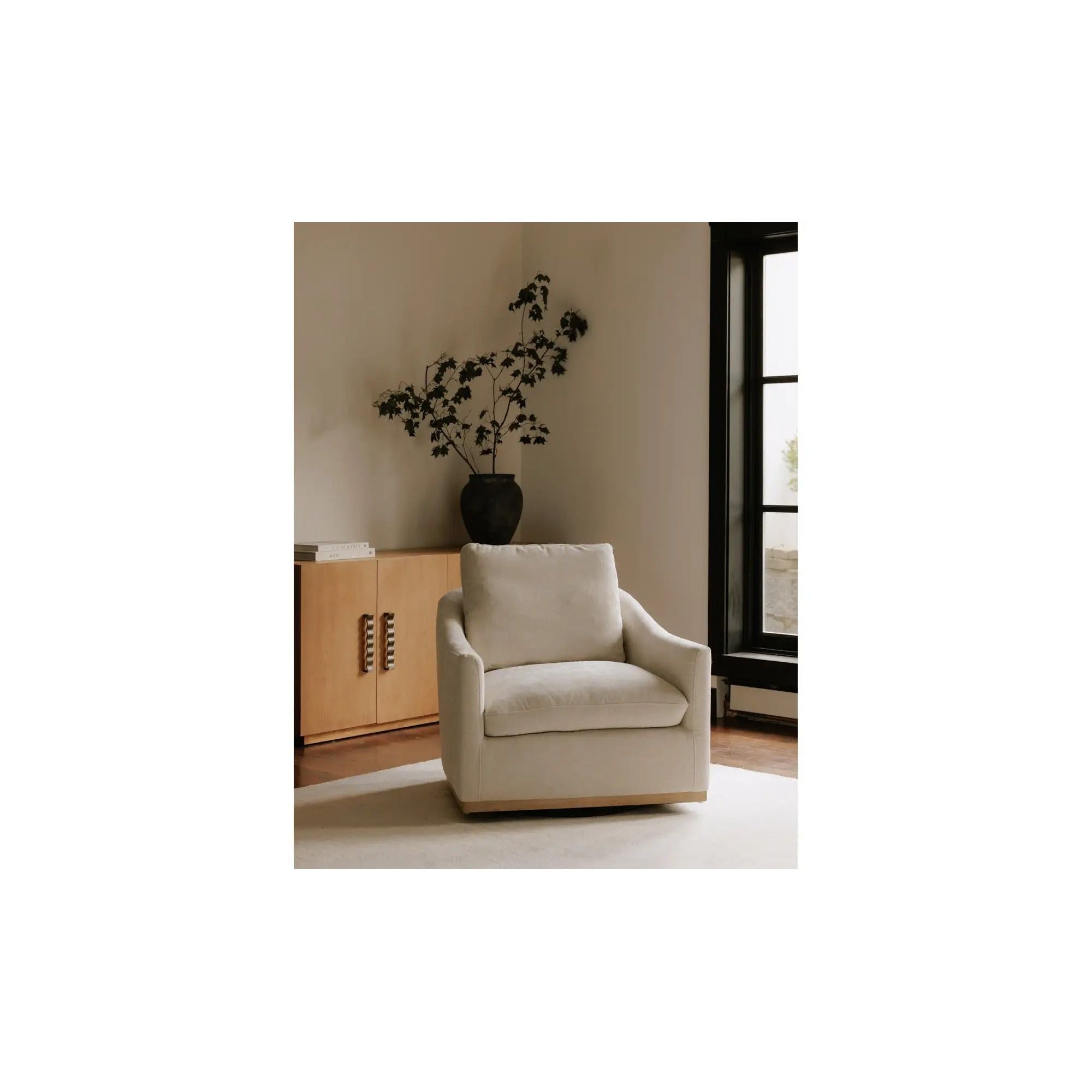 Moe's Home Collection Linden Soft Beige Swivel Chair - Image 3
