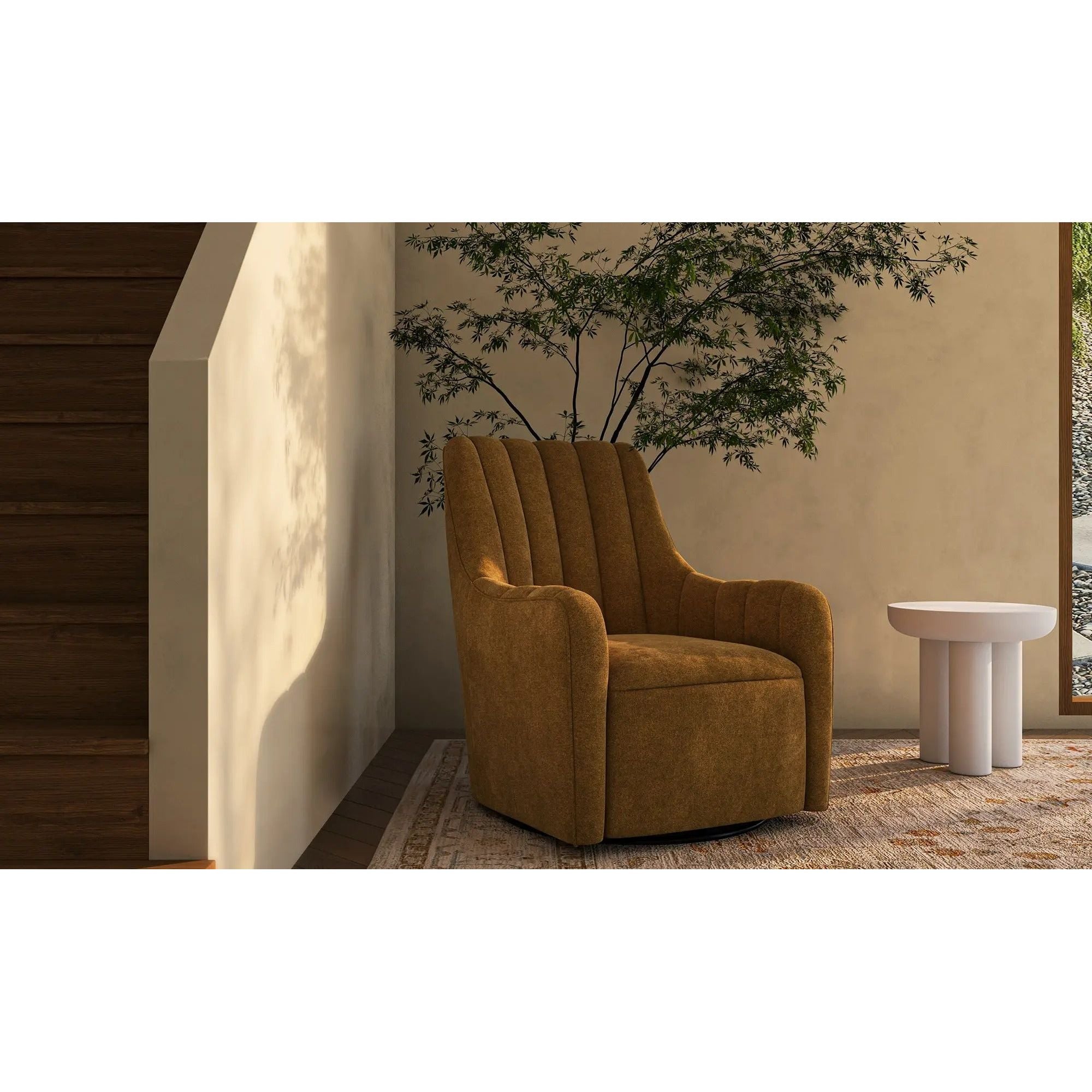 Moe’s Home Collection Bowie Ochre Brown Swivel Chair