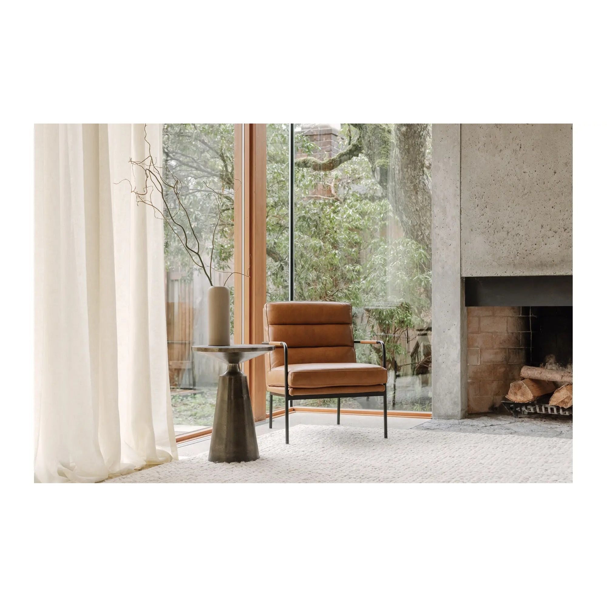 Moe's Home Collection Verlaine Chestnut Brown Leather Armchair - Image 1