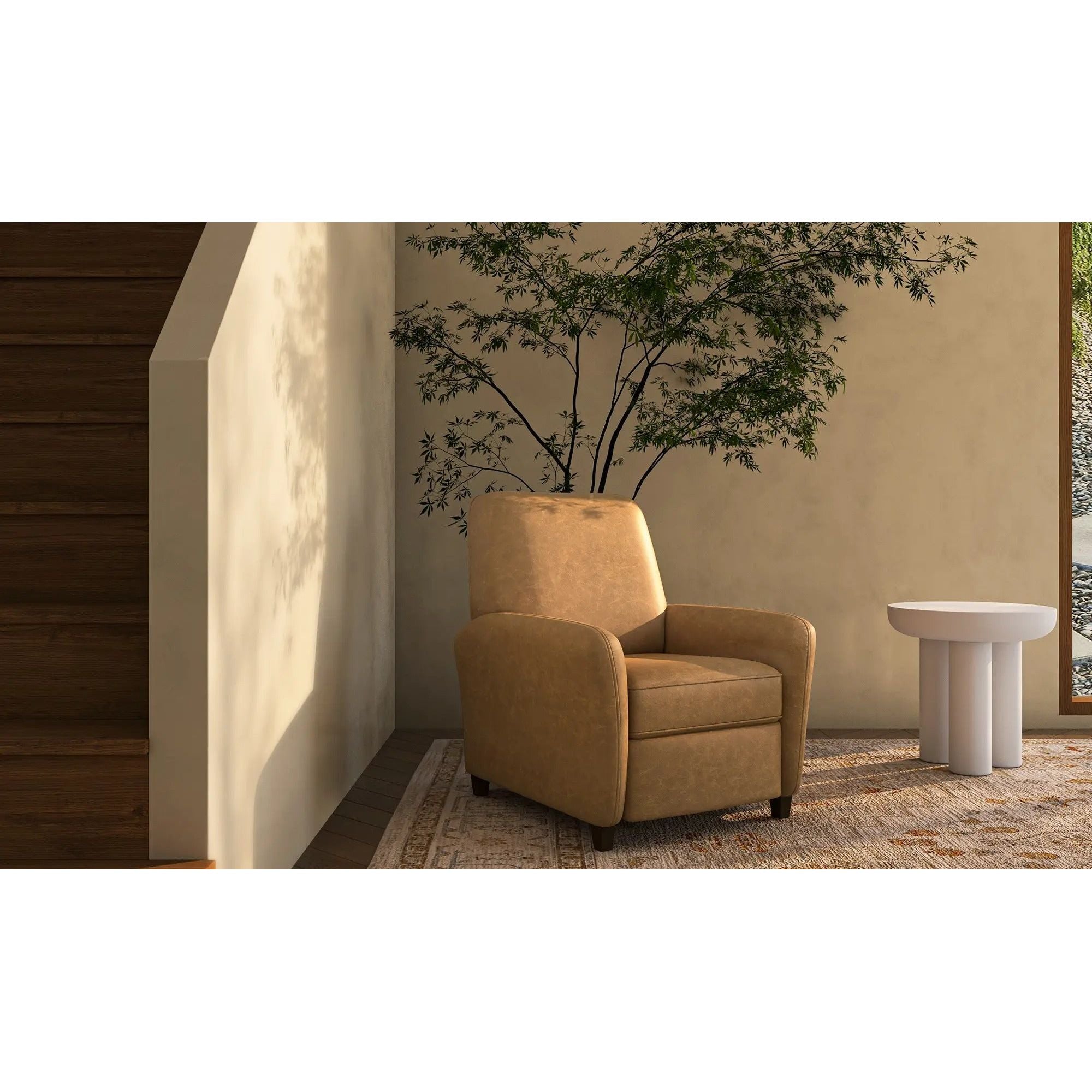 Moe's Home Collection Luna Tan Leather Recliner Chair - Image 2