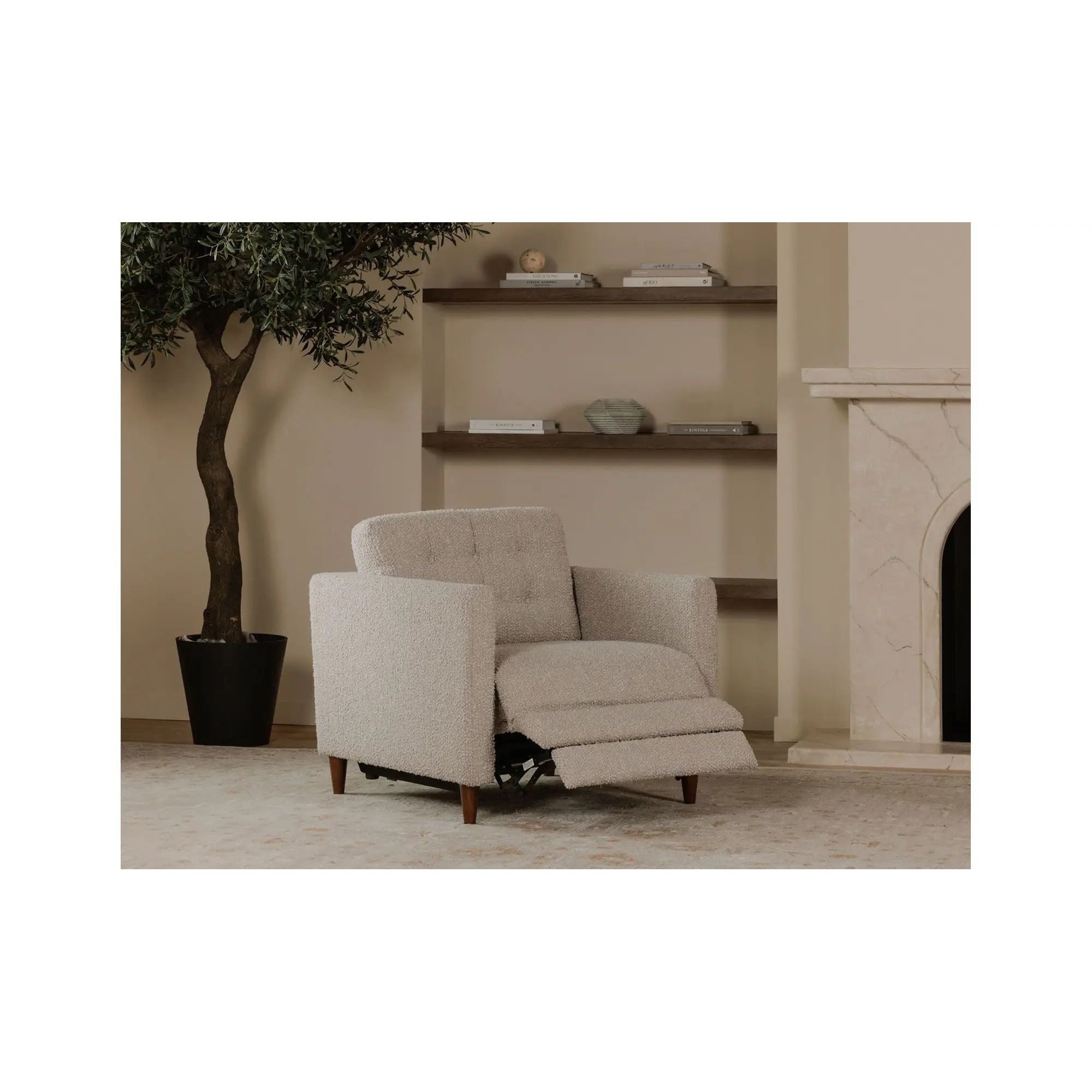 Moe's Home Collection Bridgers Warm Grey Power Recliner Chair - Image 2