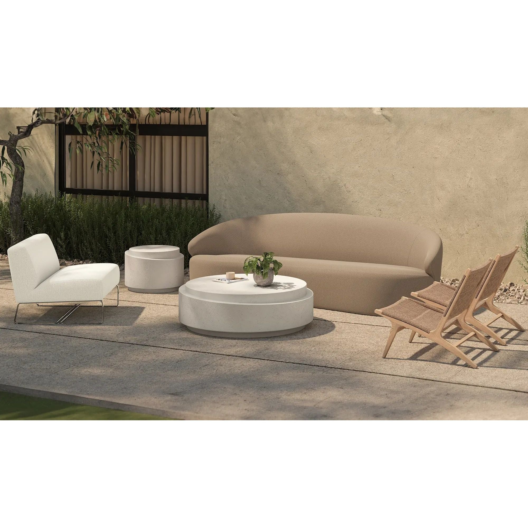 Moe's Home Collection Jules Flecked Beige Outdoor Accent Chair - Image 2
