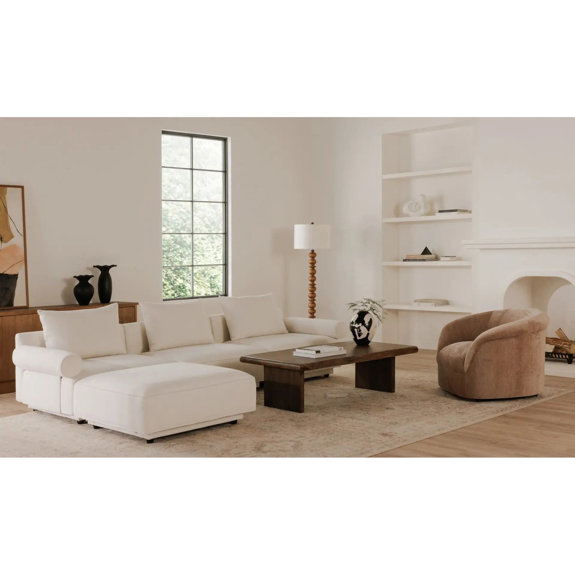 Moe's Home Collection Thora Blush Velvet Lounge Chair - Image 2