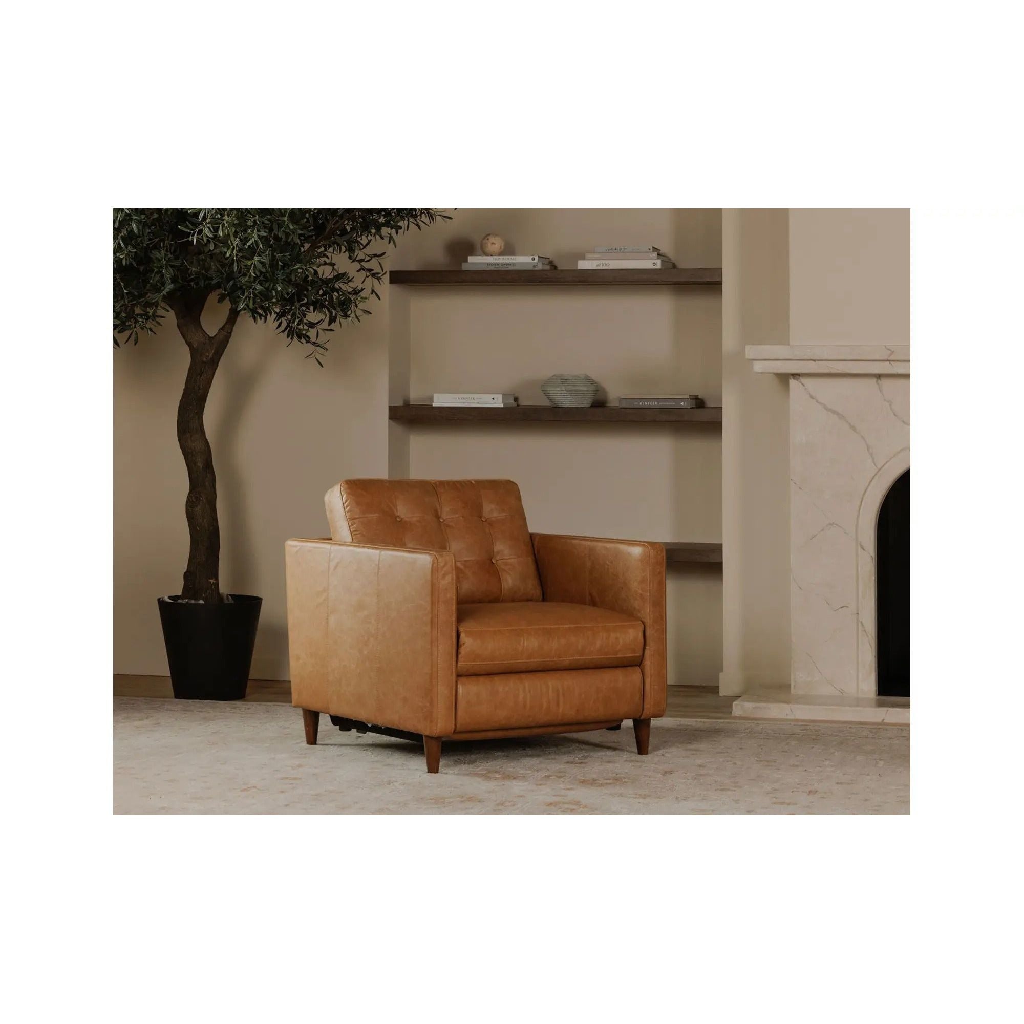 Moe's Home Collection Bridgers Tan Leather Power Recliner Chair - Image 2