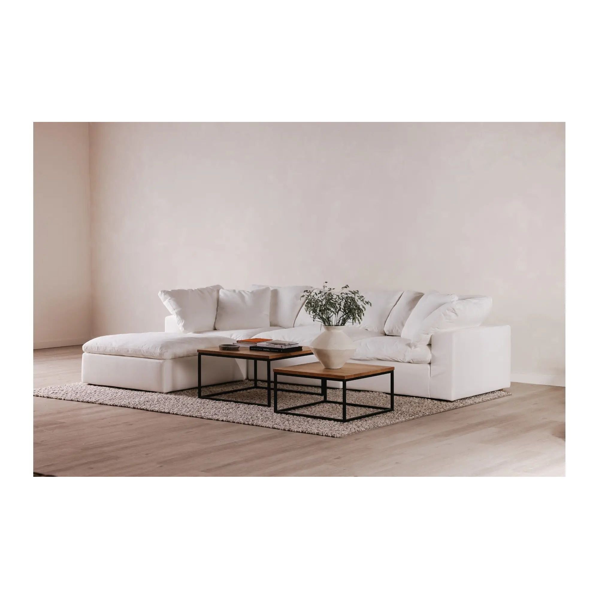 Moe’s Home Collection Clay Cream White Performance Fabric Ottoman - Image 3