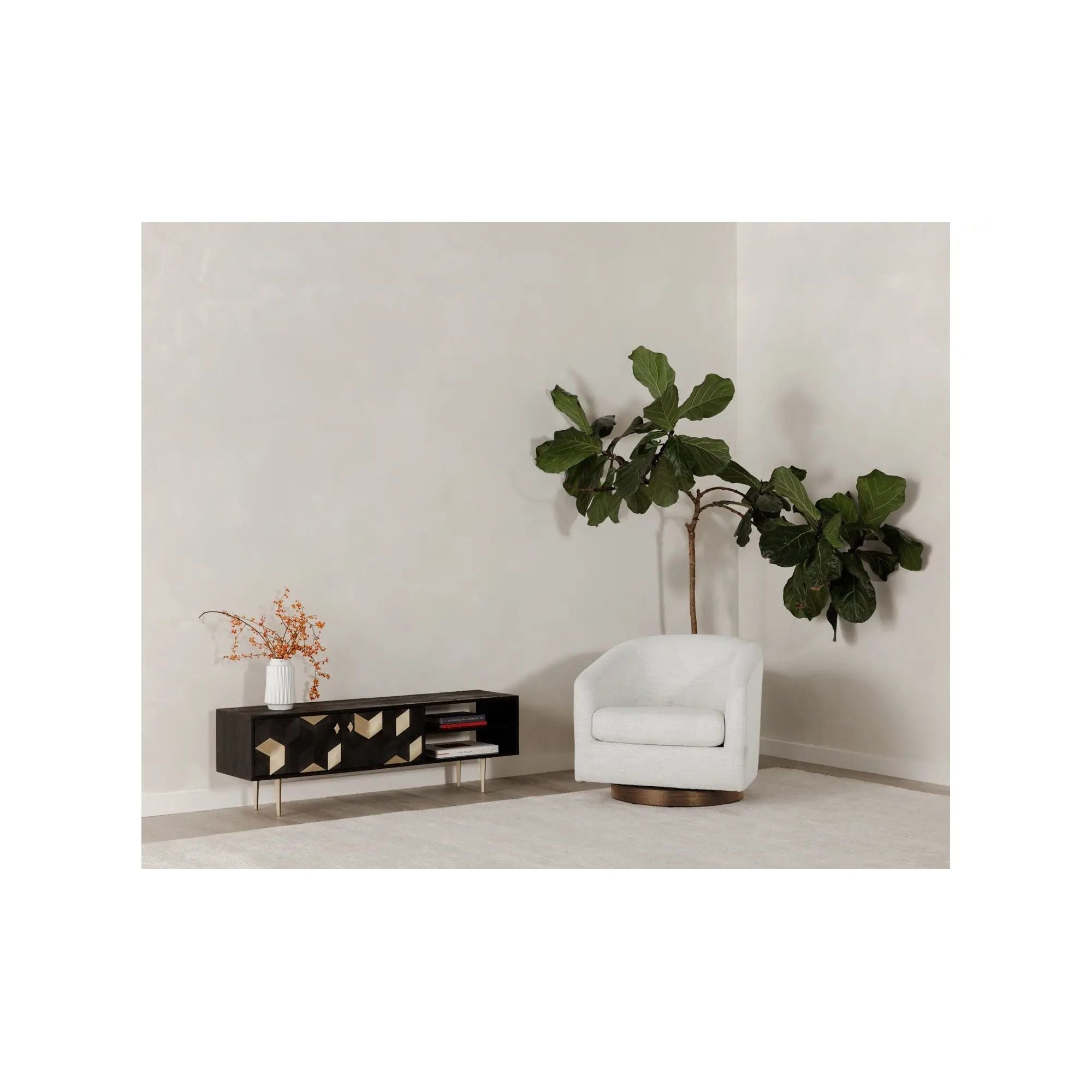 Moe's Home Collection Oscy White Swivel Chair - Image 2