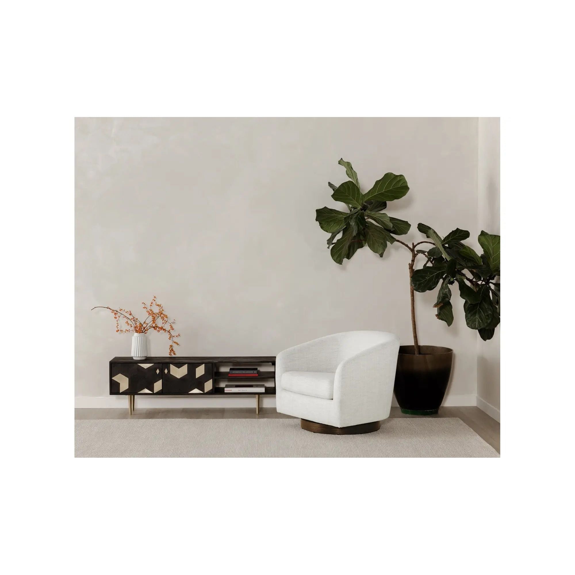 Moe's Home Collection Oscy White Swivel Chair - Image 3
